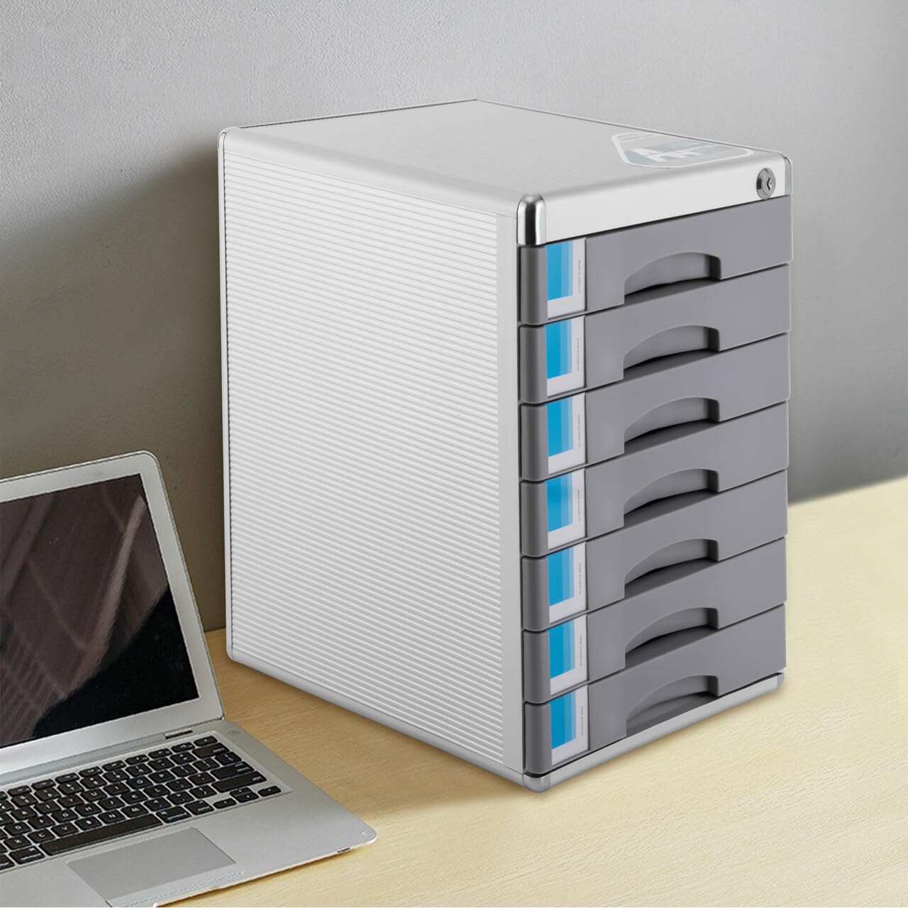 Schubladenbox Ablagebox SchüBe Integriertes Design BüRo Zuhause Studie Stifte BüRomaterialien Dokumentenspeicherbox Mit 7Geschlossenen Schubladen AblagefäCher Stapelbar Organizer GroßEr KapazitäT