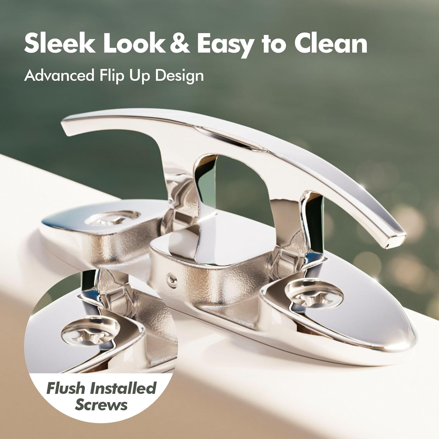 Boat Cleat,Flip-Up Folding Dock Cleat Marine Grade 316 Stainless Steel, Flush Mount Boat Yacht Deck Cleat Ideal for Docking Mooring w/Fasteners