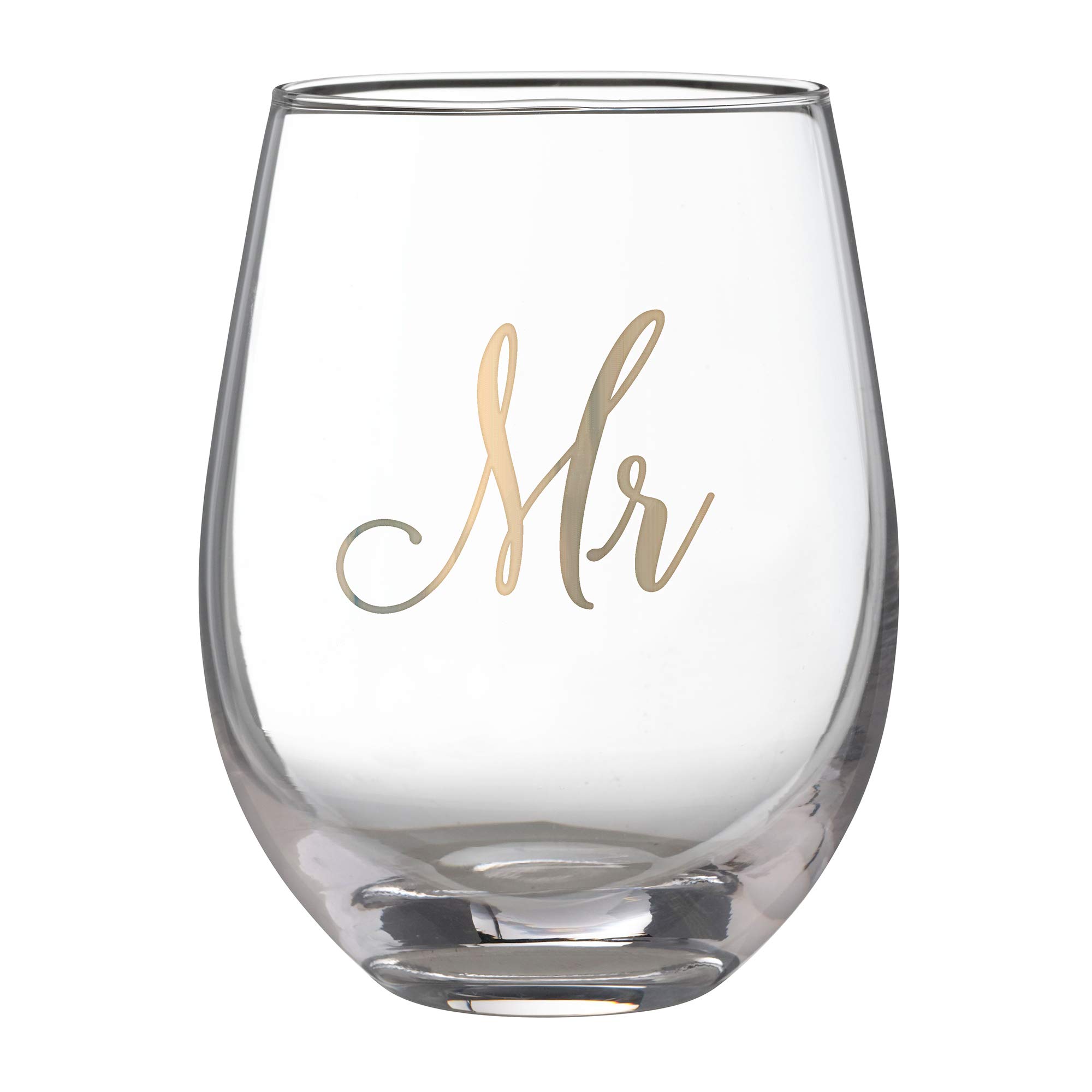 Gold Mr. Stemless Wine Glass, 16oz, Yellow