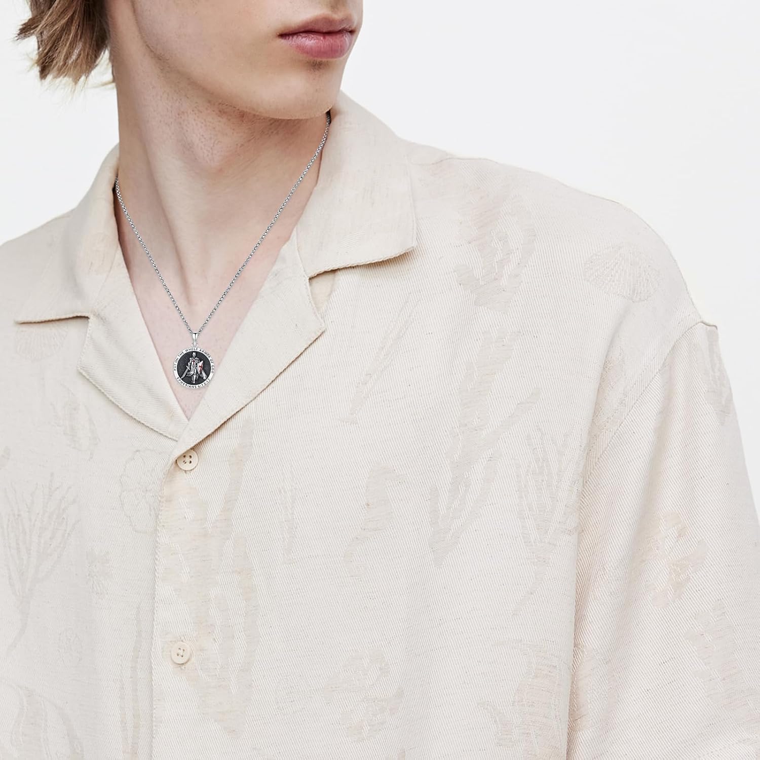 St Michael/Florian/Christopher/Sebastian/Jesus/Knights Templar Necklace S925 Sterling Silver Religious Protector Medal Necklace Jewelry Gifts for Men Women Birthdays Christmas - Image 4