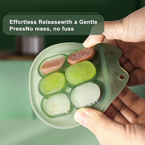 Miniatura 3 de Bessentials Paquete de 2 bandejas congeladoras de alimentos para bebés, contenedor de almacenamiento de alimentos para bebés caseros, purés de