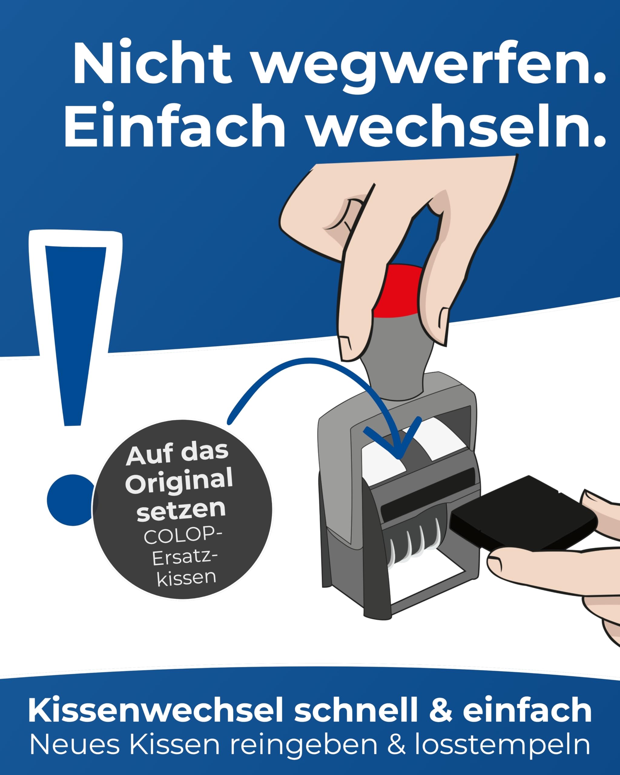 Colop 2660 Datumstempel mit Text EINGEGANGEN Datum deutsch Abdruck blau/rot im Karton 135867 klein | Abdruck 37 x 58 mm I selbstfärbender Bürostempel mit integriertem Stempelkissen blau/rot I ideal für Bürobedarf