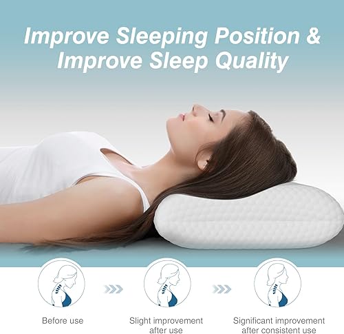 Miniatura 8 de DUMOS Almohada de espuma viscoelástica, almohadas de tamaño estándar para dormir, almohada de cama de lujo, suave y cómoda, almohada ligera de hotel