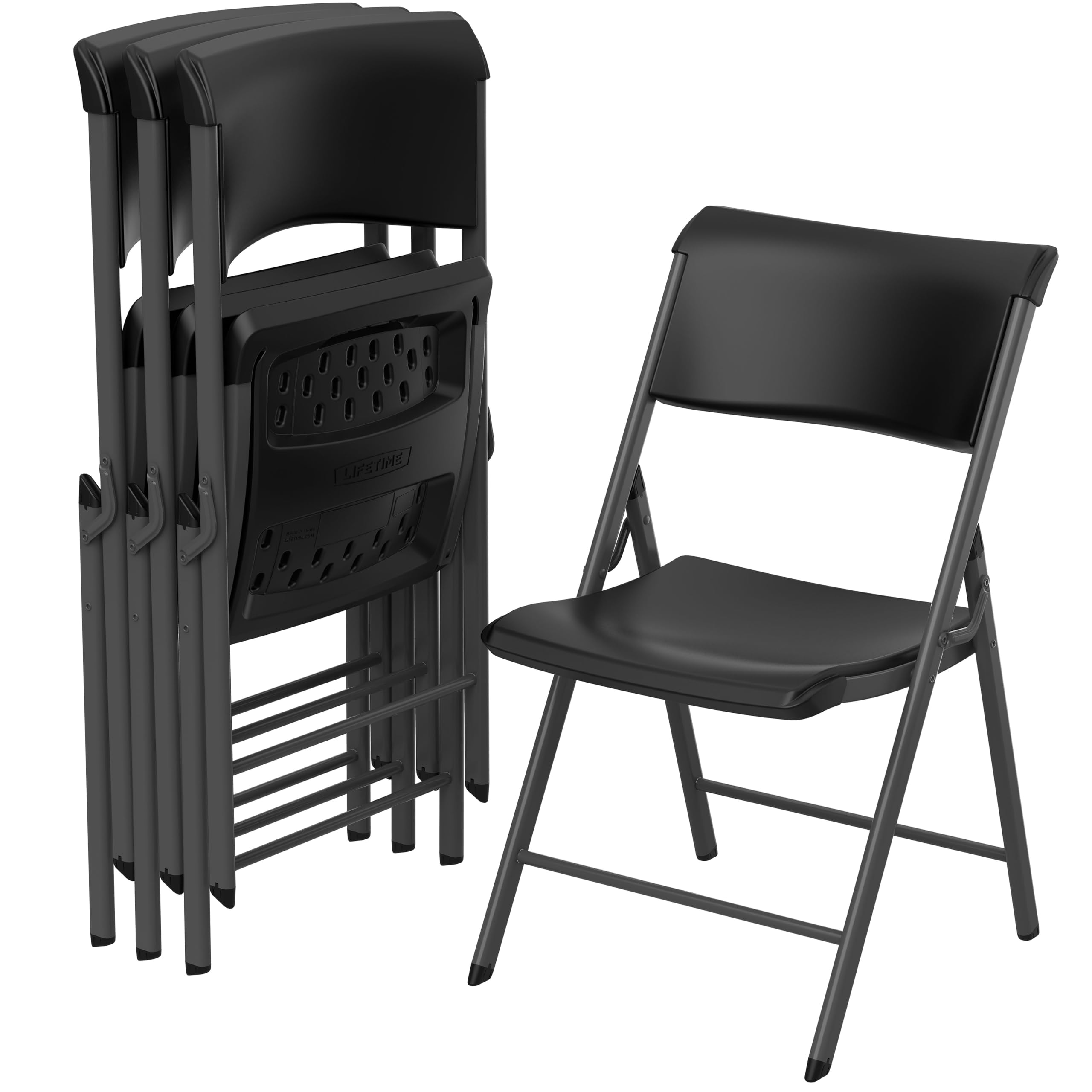 LIFETIME A-Frame Folding Chair, 4-Pack, Black