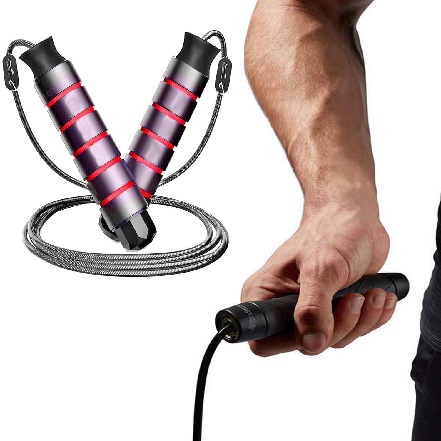 Jump Rope, Tangle-Free Rapid Speed Jumping Rope Cable for Women, Men, and Kids, Adjustable Steel Jump Rope Workout with Foam Handles for Fitness, Home Exercise & Slim Body-image-27