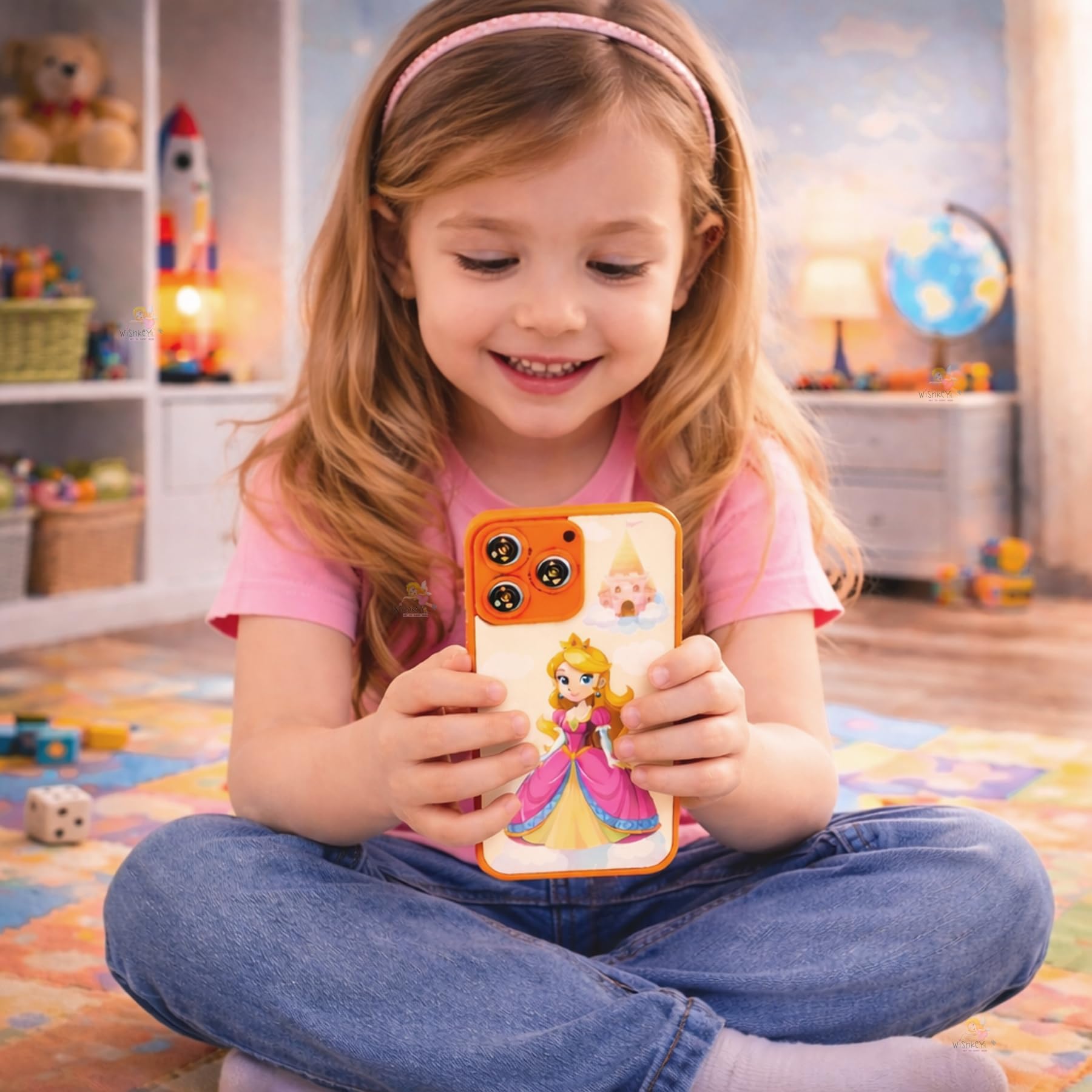 Wishkey Edu Phone for Kids 2.0 Princess Theme 28 Functions 84 Features Rechargeable USB Cable Not Included Toddler Learning Mobile Toy with Multi-Language 10 Indian Languages for Boys Girls Age 2+ 1
