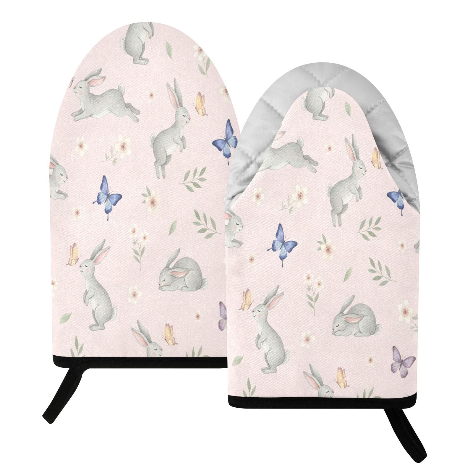 BURSTDDY Cute Rabbit Oven Mitt,Heat Resistant Kitchen Mitts for Cooking