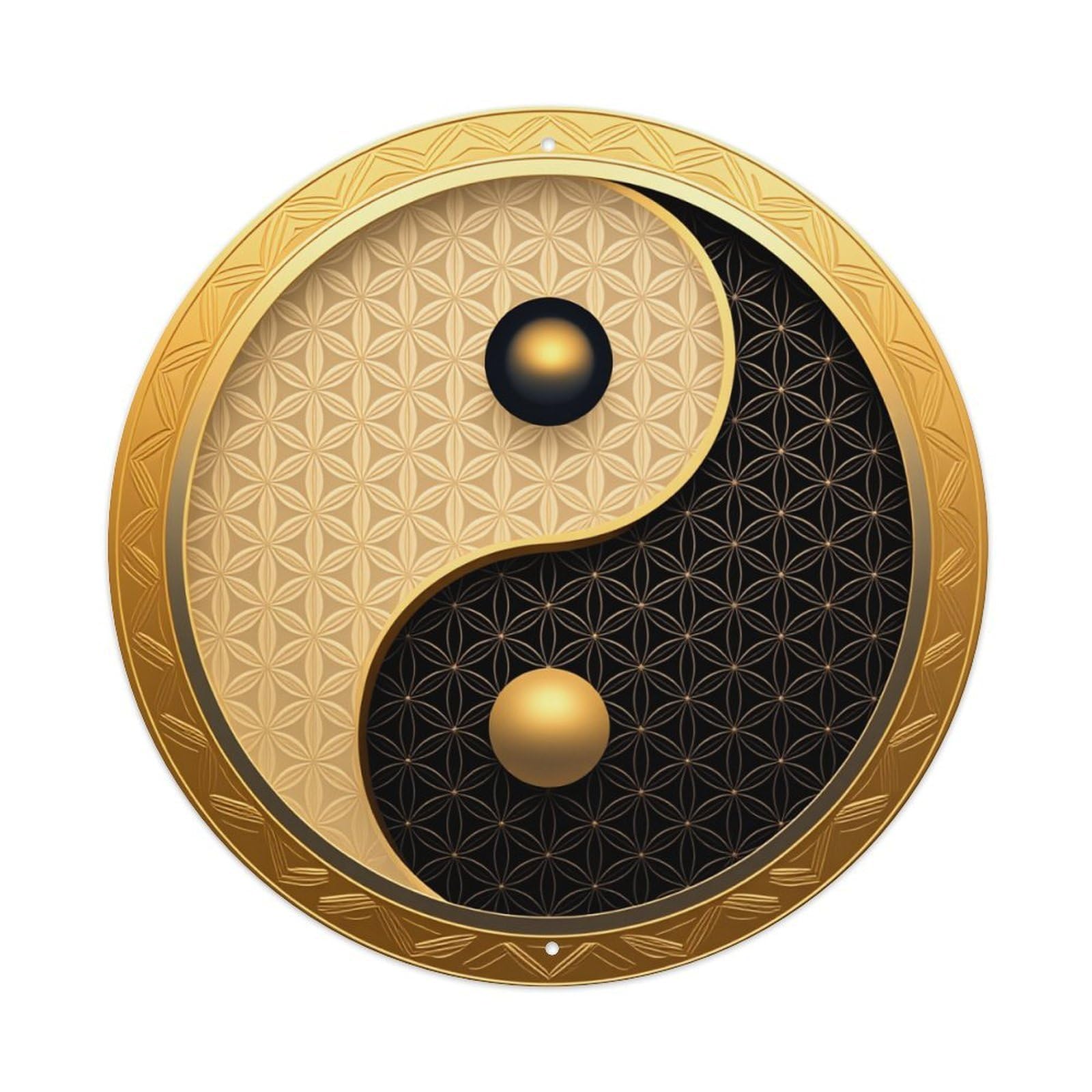 Yin Yang Symbol Pattern Design Round Tin Sign Vintage Metal Sign Home Bar Garden Indoor & Outdoor Wall Decor Retro Metal Poster 8x8 Inch