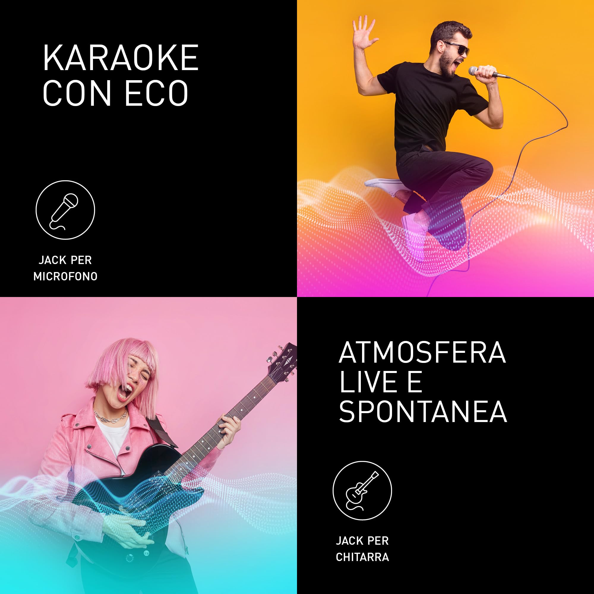 Panasonic SC-TMAX45E-K Altoparlante Sistema Audio ad Alta Potenza con Bluetooth, 1000W, Luci Integrate, USB, Ingresso Ottico per TV, Ingressi Chitarra e Microfono per Karaoke, Nero