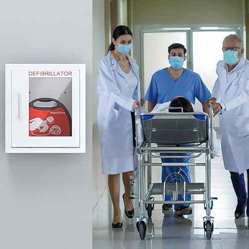 Miniatura 2 de NLShan Armario AED, gabinete de almacenamiento de montaje en pared con placa de acero de metal y cerradura magnética, 14 x 7.9 x 14.2 pulgadas,
