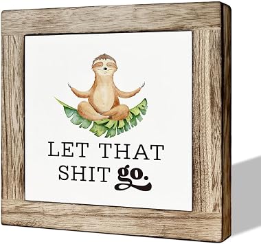 Bathroom Decor, Funny Toilet Decor, Let That Shit Go Sign, Wooden Box Signs for Home Decor, Farmhouse Bathroom Decor Tabletop, Funny Bathroom Sign Humor, Restroom Decor, Bathroom Box Sign B6-77