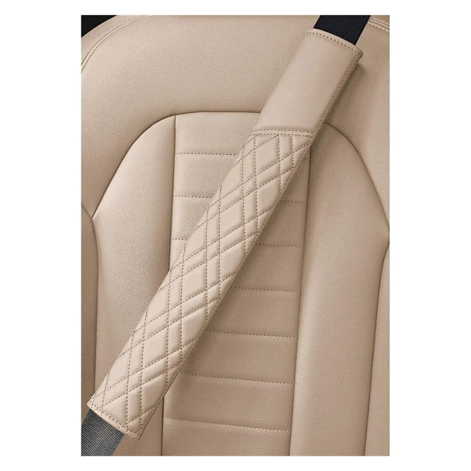 Almohadilla cinturón Almohadillas Para Cinturón Seguridad Coche Almohadilla Universal Cuero Para Correa Hombro Funda Cojín Protector De Seguridad Protector de cinturón(Beige2)
