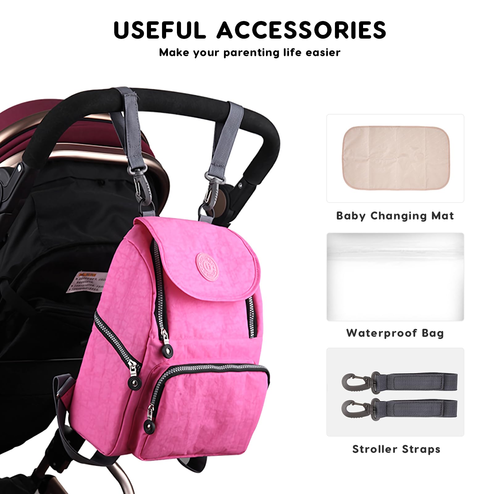 SONARIN Leggero Multifunzionale Zaino Fasciatoio,Borsa per Pannolini Impermeabile Zaino Mamma Neonato Borsa Fasciatoio da Viaggio Portatile con Fasciatoio & Ganci per Passeggino(Blu Scuro)