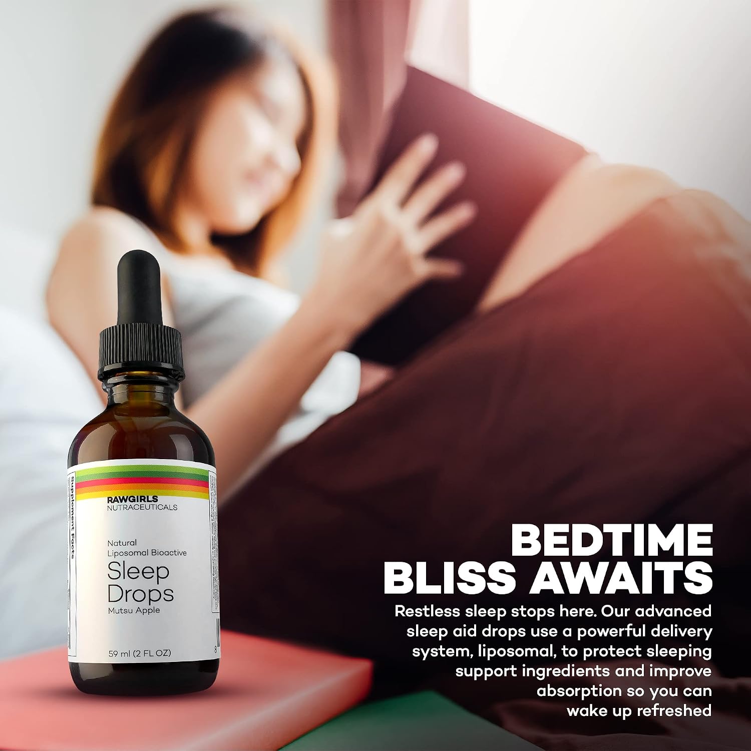 Rawgirls Nutraceuticals Advanced Melatonin Sleep Drops – Liposomal Sleep Aid for Rapid & Effective Absorption - Non-GMO, Gluten Free, 2 Month Supply