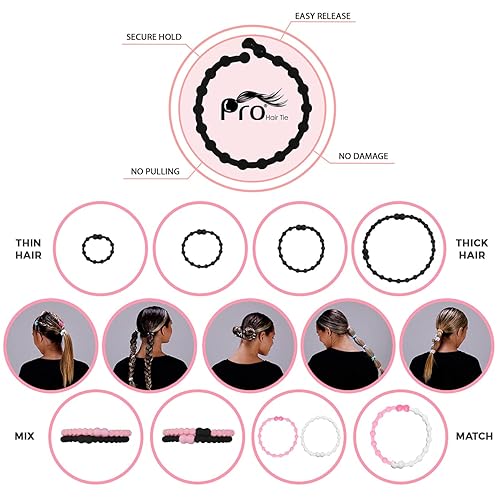 Miniatura 4 de PRO Corbata para el cabello, cierre de fácil liberación, sujeción segura, sin daños, ideal para cualquier estilo de vida activo (paquete vibrante de