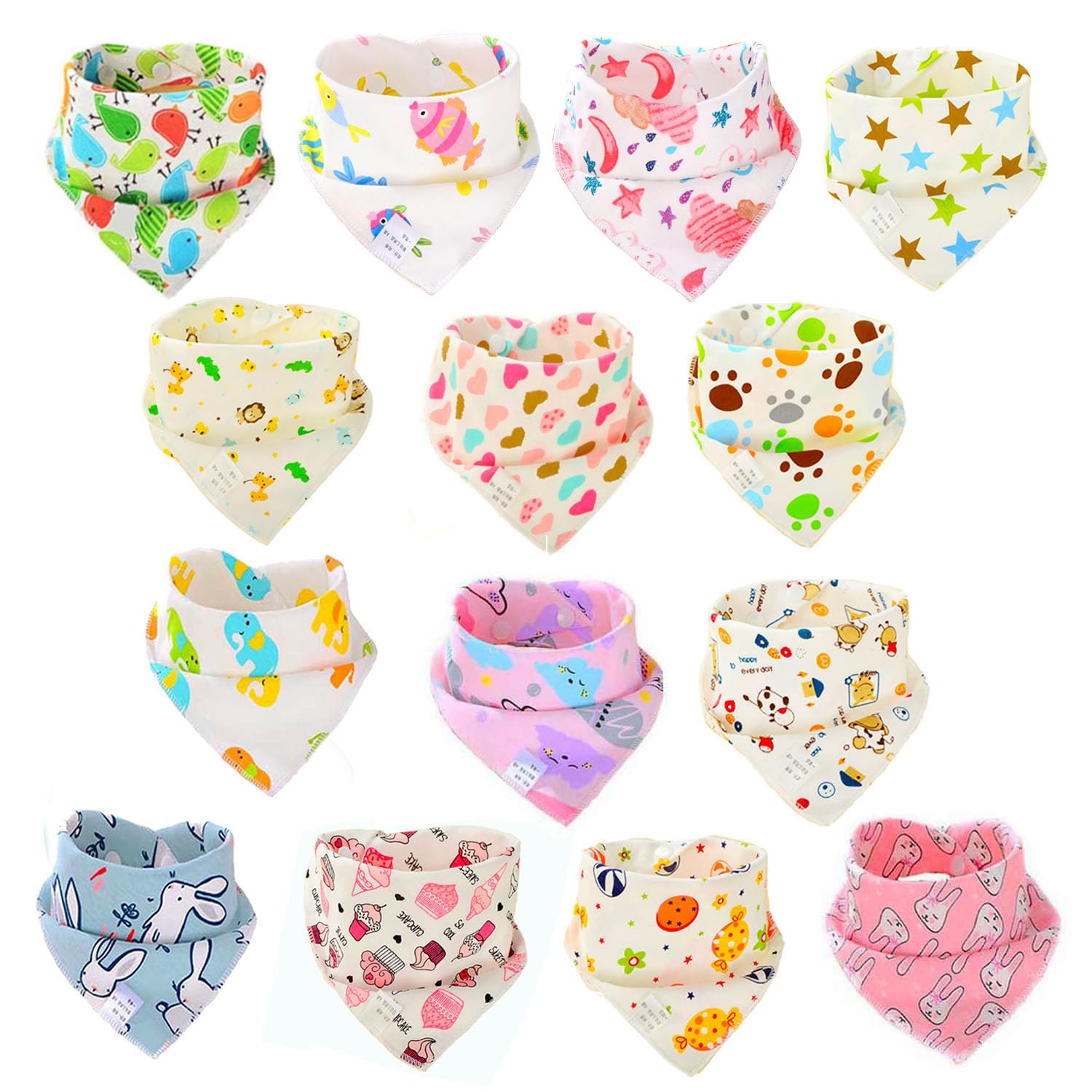 SLOSH 14 Bavaglino Neonato Bavaglini Bandana Cotone 100% Neonata Neonati Panno per Ruttino Dentizione (14pcs per Neonata)