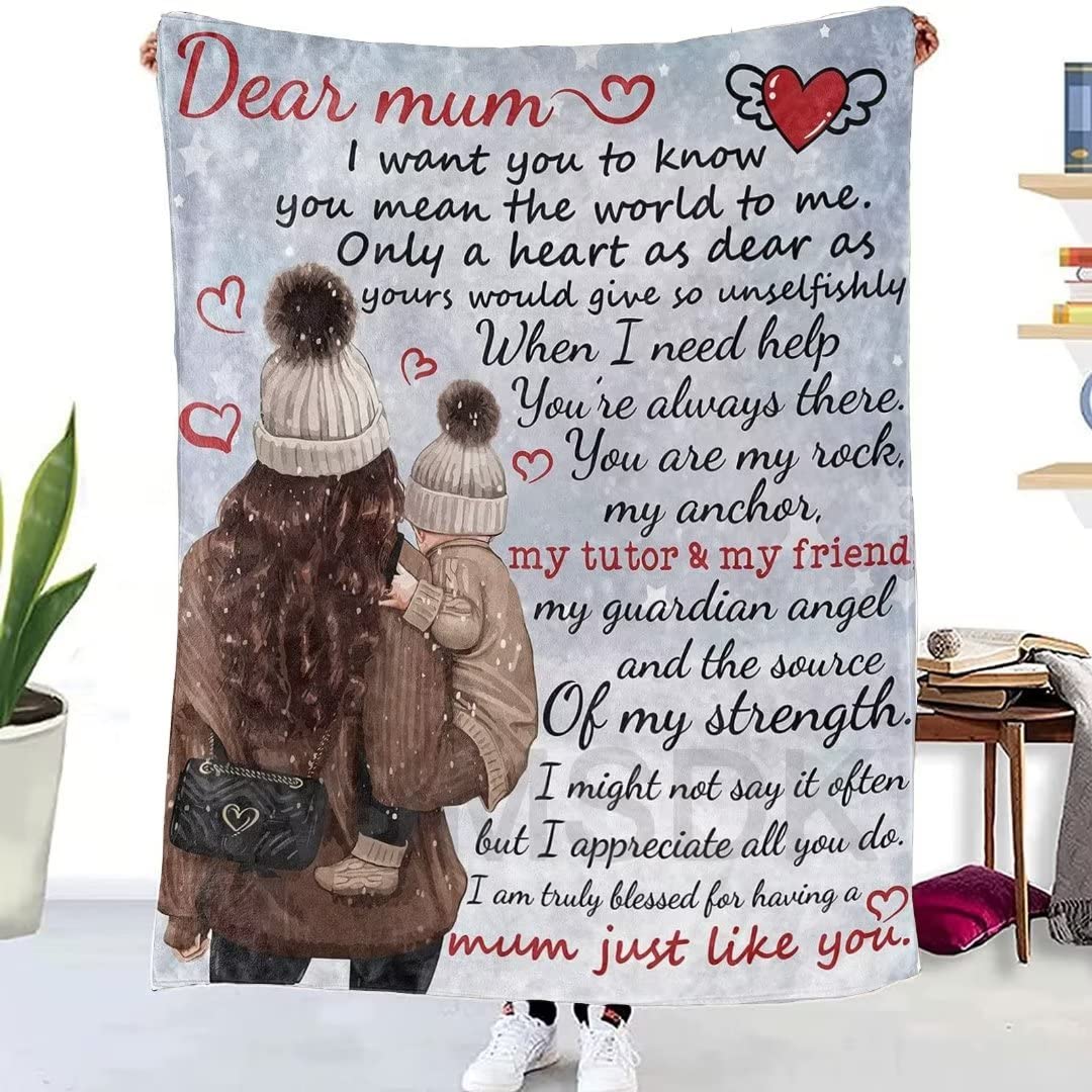 Personalized Flannel Blanket to My Mom from Daughter, Mum Gifts from Daughter, Mothers Day Presents for Mummy Birthday Christmas Special Occasions Throw Blankets for Couch Bed Sofa Healing Blanket