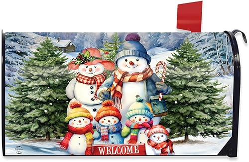 Miniatura 7 de Briarwood Lane Funda para buzón de invierno con muñeco de nieve y Amigo de muñeco,Muñeco de nieve de bast,nieve familia,muñeco de nieve y pájaros,27