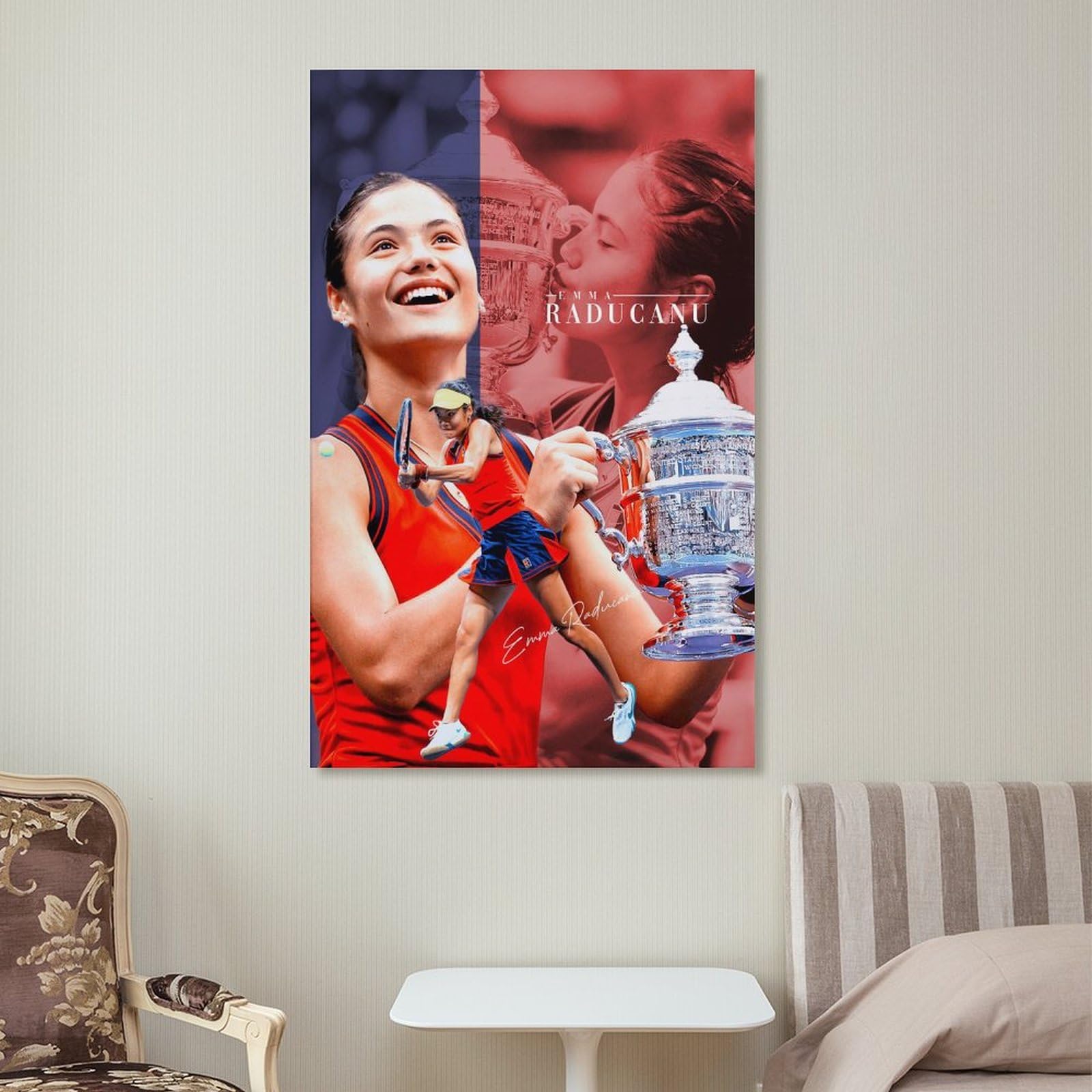 NgAnoh Poster con stampa artistica su tela, motivo: Emma Raducanu, giovane stella del tennis, decorazione artistica per la casa e la camera da letto, idea regalo, 30 x 45 cm