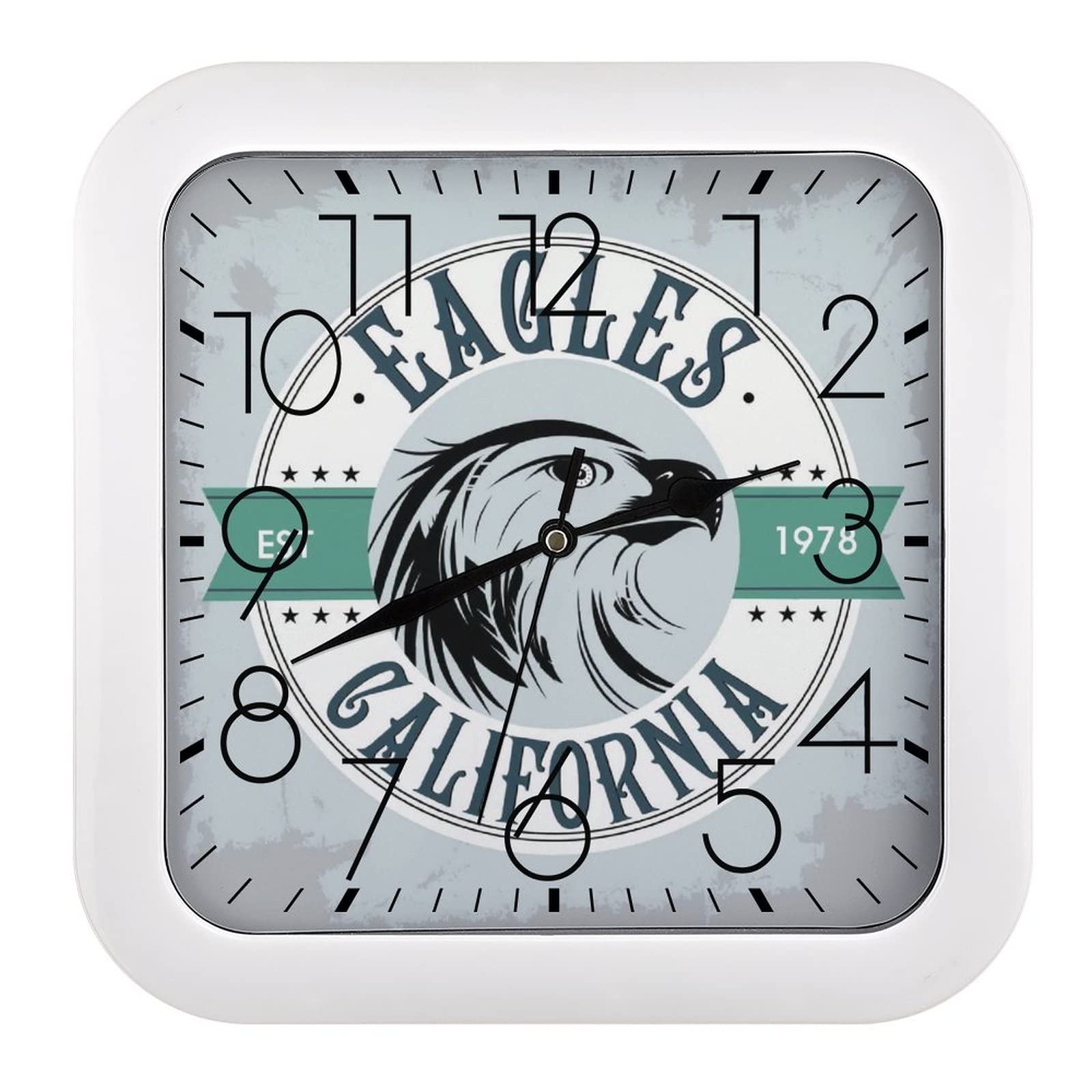 Horloge murale carrée oiseau 26x26cm pendule grands chiffres