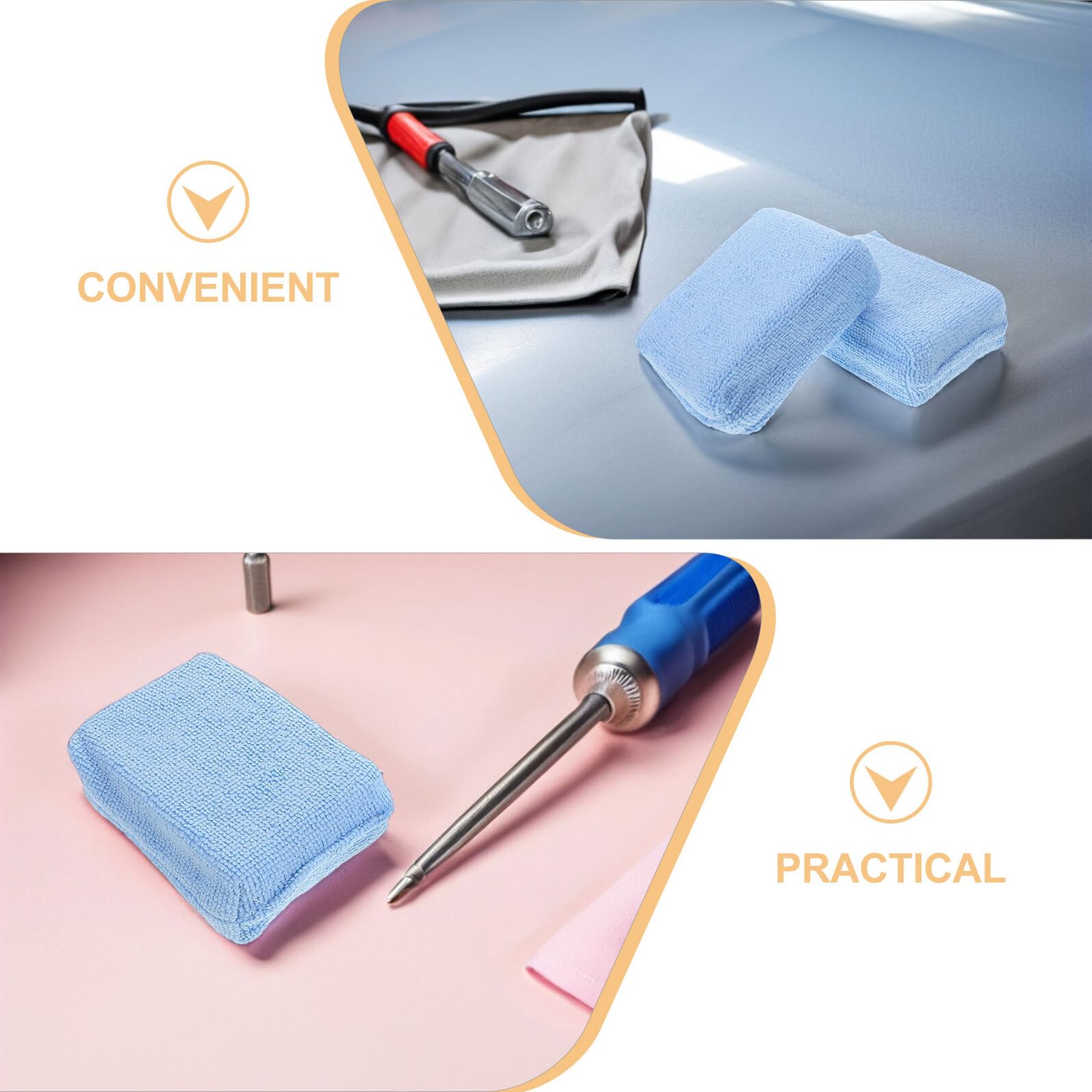 PLAFOPE 10piezas Almohadillas de Aplicación de Cera para Autos Pulidoras de Microfibra Rectangulares para Detalles de Coche Limpieza de Vidrios y Pulido de Neumáticos
