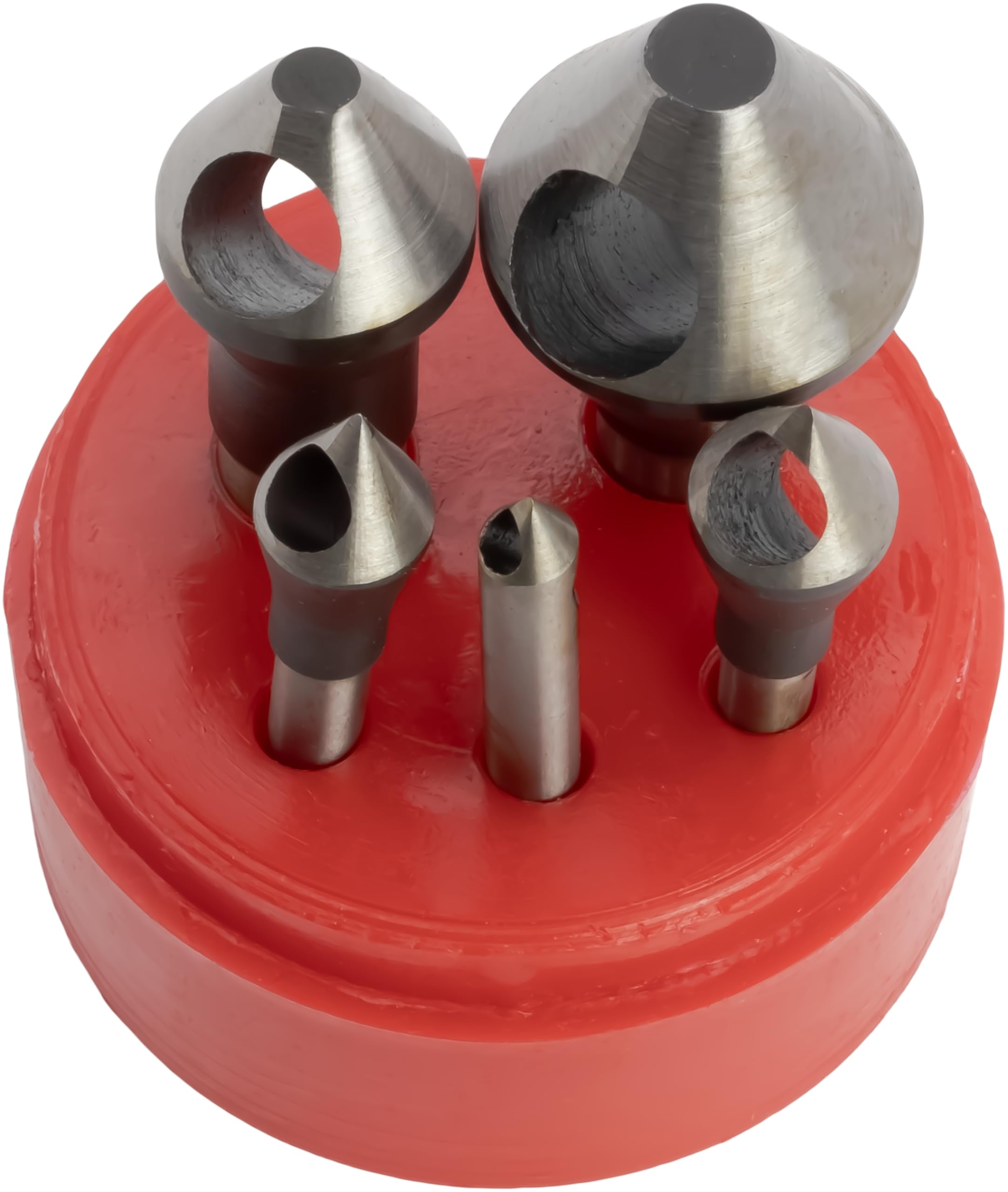 5 pc High-Speed Steel Countersink Drill Bit Set, 60 Countersink Angle, 0 Flute, 1/4