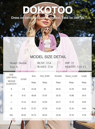 Miniatura 7 de Dokotoo Chaqueta de Punto Gofre para Mujer Shacket Casual de Manga Larga Abotonada Camisas Blusas Elegantes Tops