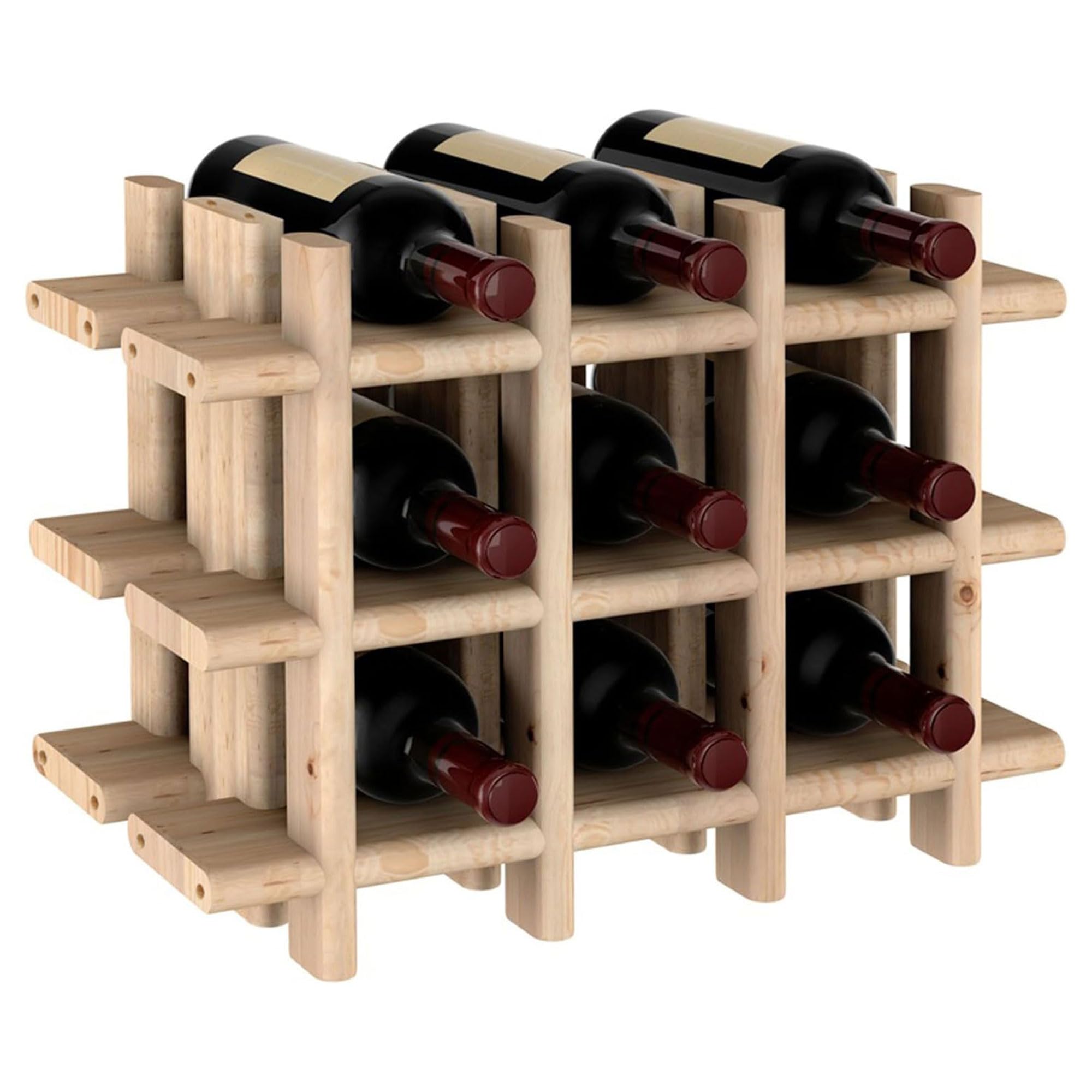 Well Home Botellero Modular para 9 Botellas en Madera 13,4x22x32,5cm