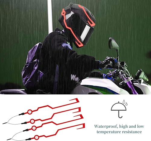 Miniatura 7 de VideoPUP Kit de luces para casco de motocicleta, luz LED impermeable de 3 modos, luz nocturna para casco de motocicleta, bicicleta, color rojo