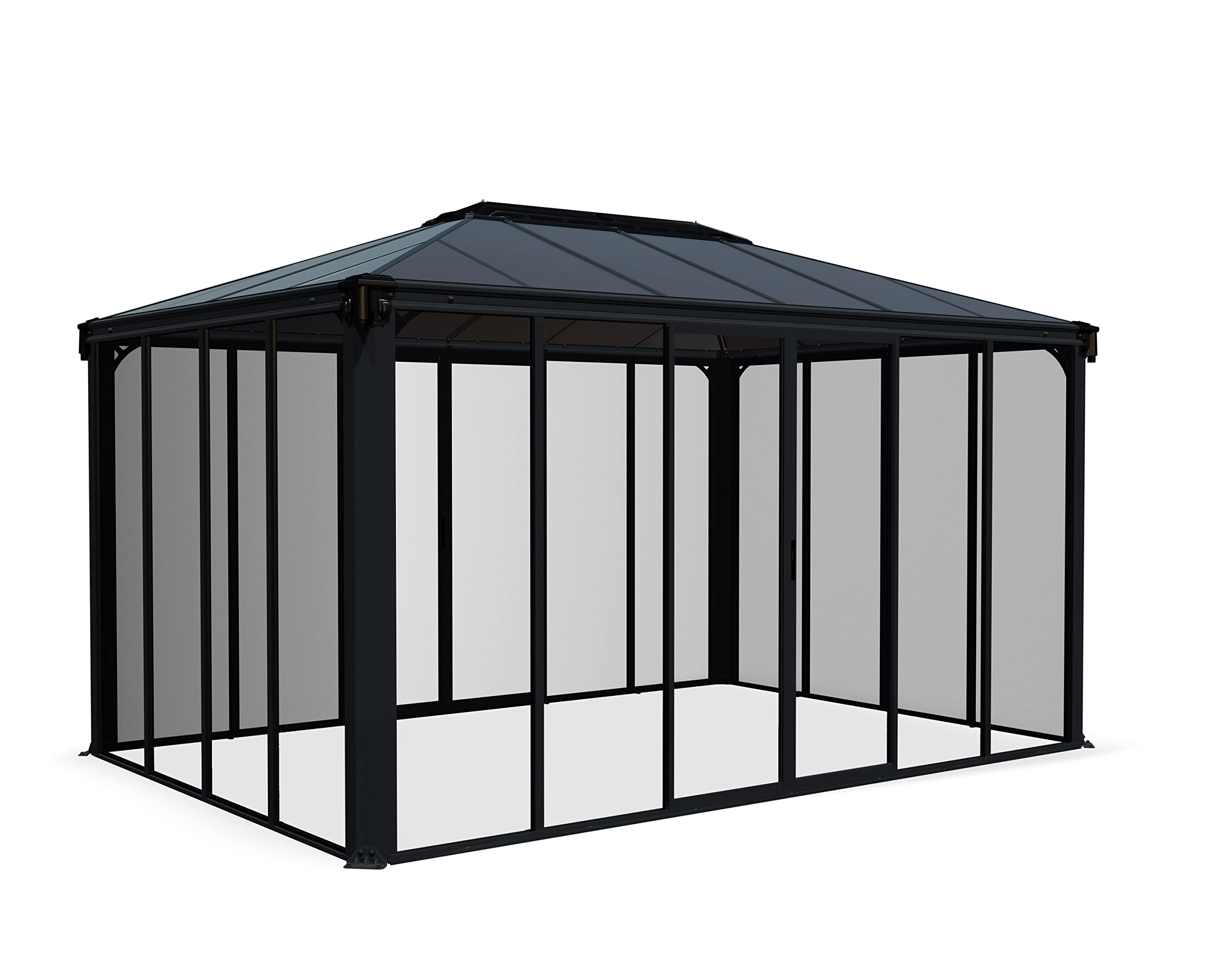 Palram CANOPIA Ledro 4300 Gartenpavillon – wasserdicht, Aluminium, Grau, 3x4.3 m, Winterfest