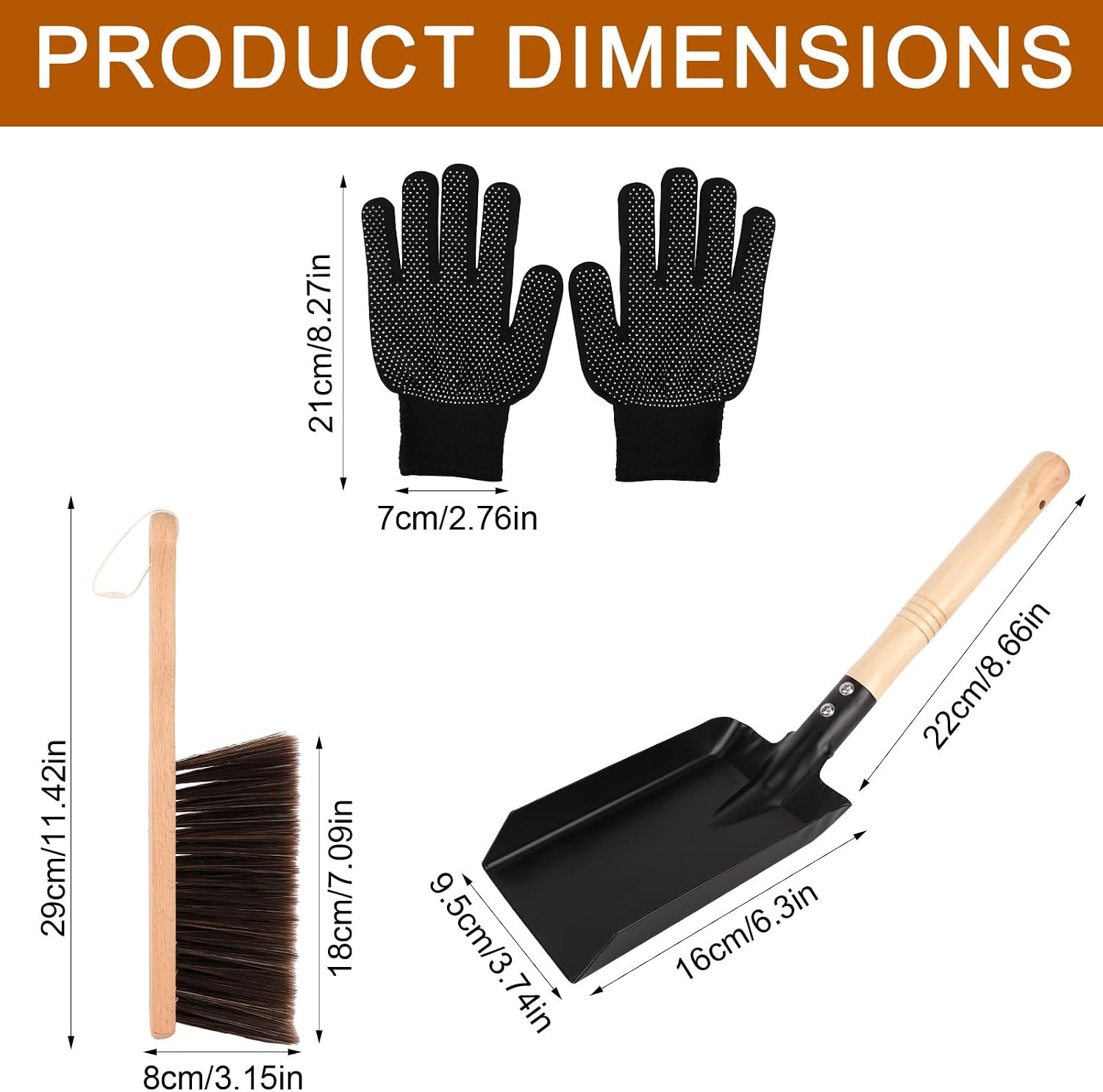 NQEUEPN Ash Shovel and Brush Set, Fire Pit Tools