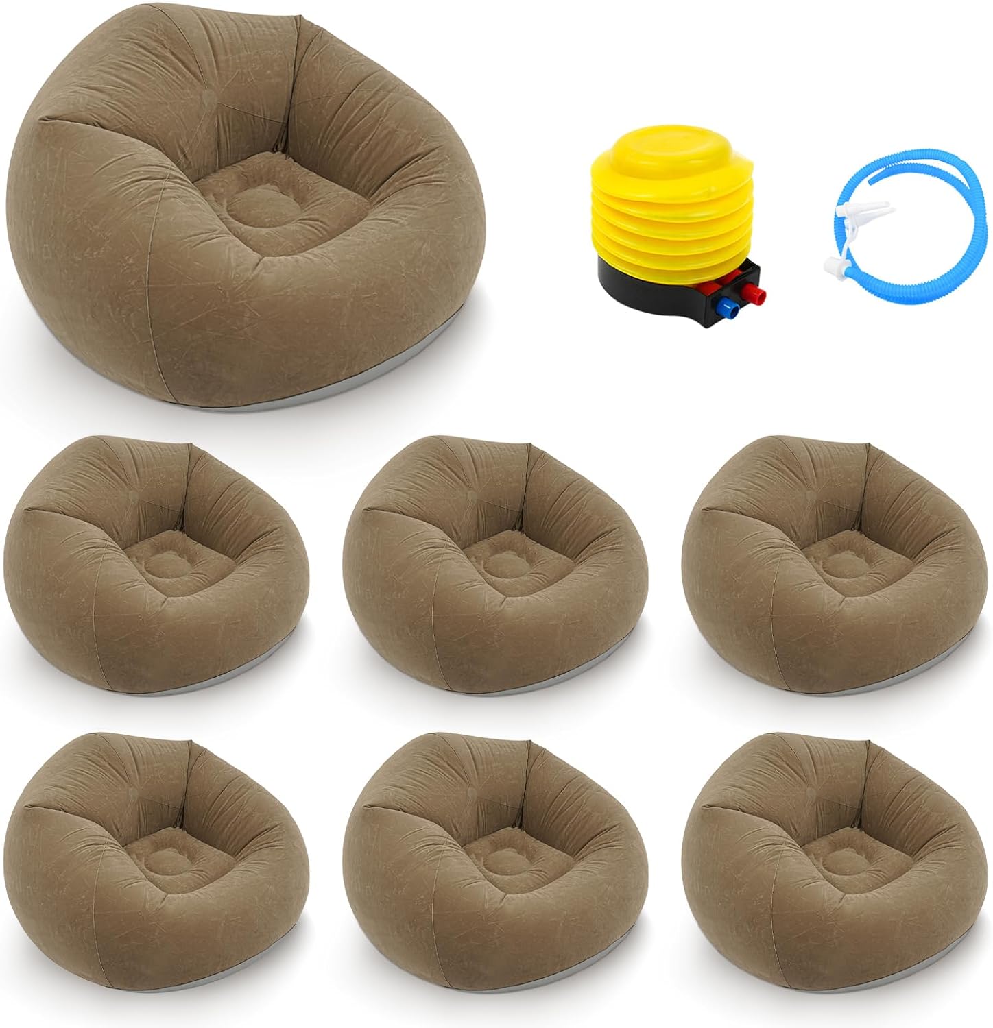 6 Pcs Bean Bag Chairs for Adults Inflatable Chairs with Electric Air Pump Blow up Couch Folding Portable Inflatable Couch Lazy Sofa for Reading Living Room Camping