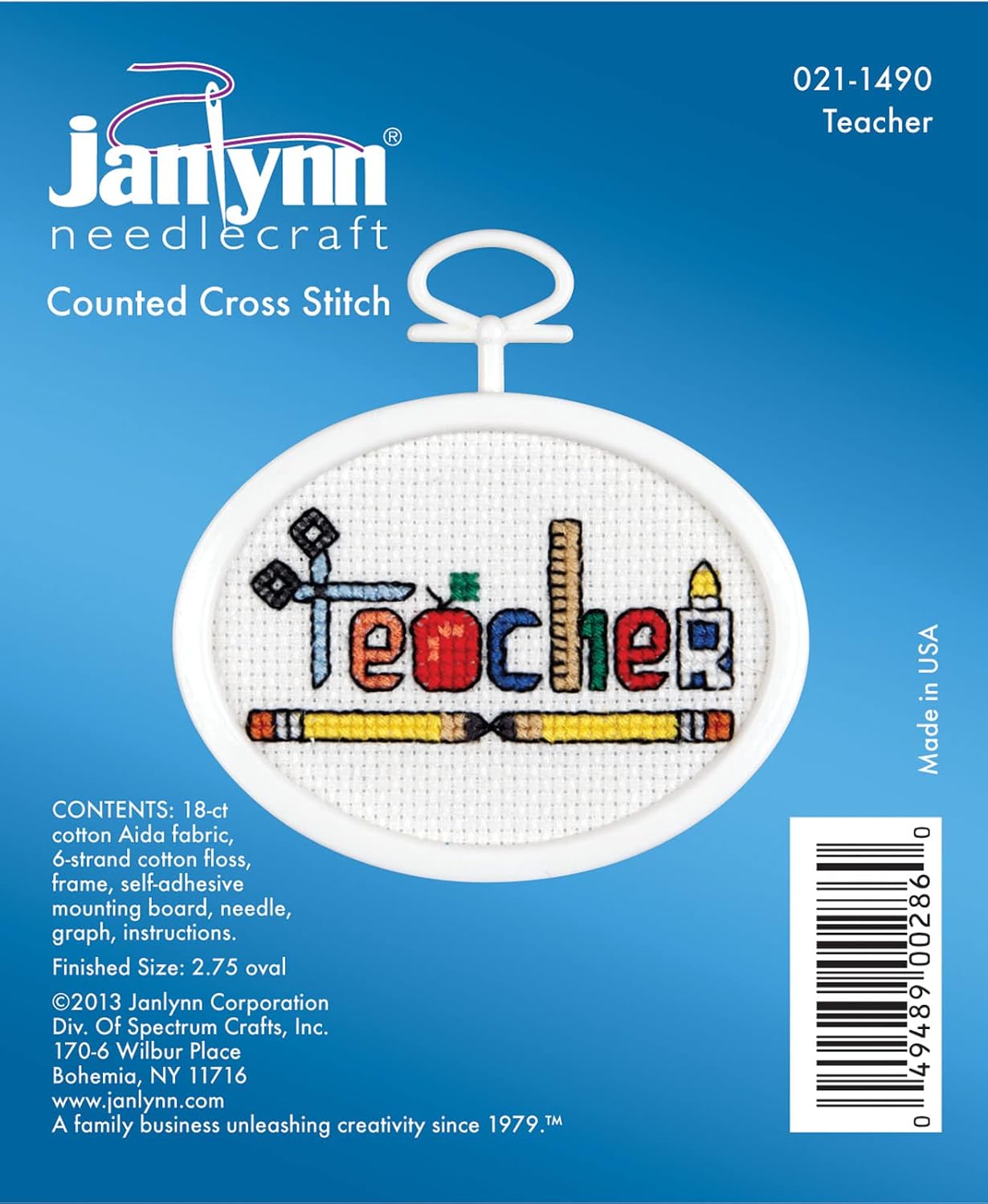 Teacher Counted Cross Stitch Kit with Frame