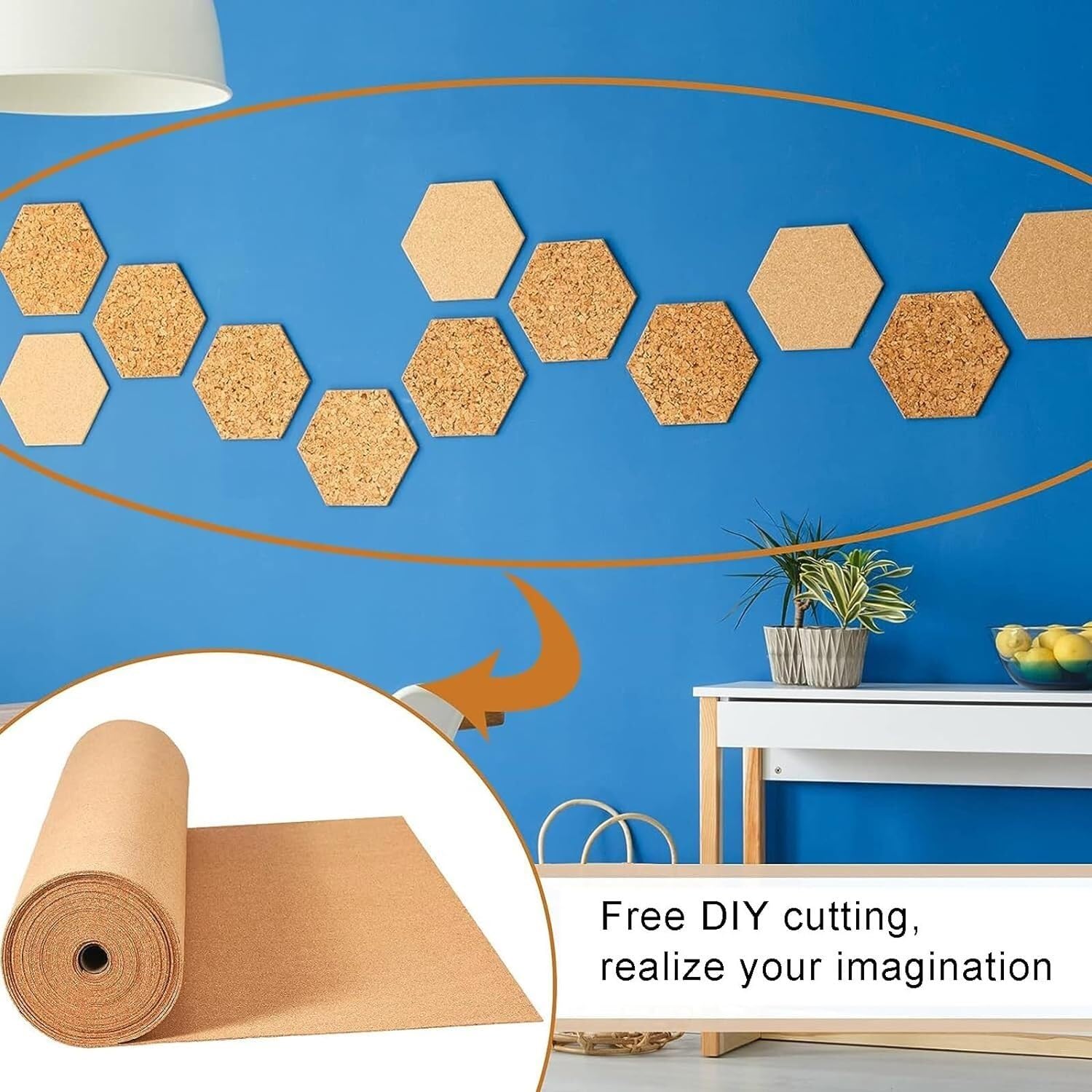 Rotolo di Sughero per progetti Fai da Te, bacheche in Sughero Senza Cornice, Decorazioni da Parete, Decorazioni per cucine e Bar, Articoli per l'artigianato, 1,22 x 2,46 m (6 mm)
