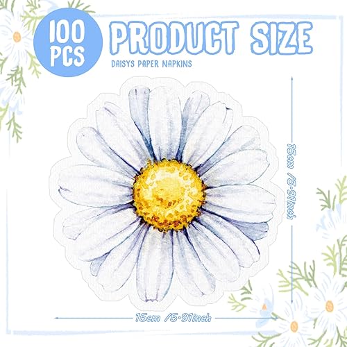 Miniatura 2 de Kosiz 100 servilletas de papel con forma de flor, servilletas de cóctel florales para fiestas, verano, cumpleaños, suministros para el hogar