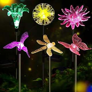 Solar Garden Lights Outdoor - 6 Pack LED Figurine Stake Lights, Color Ch...