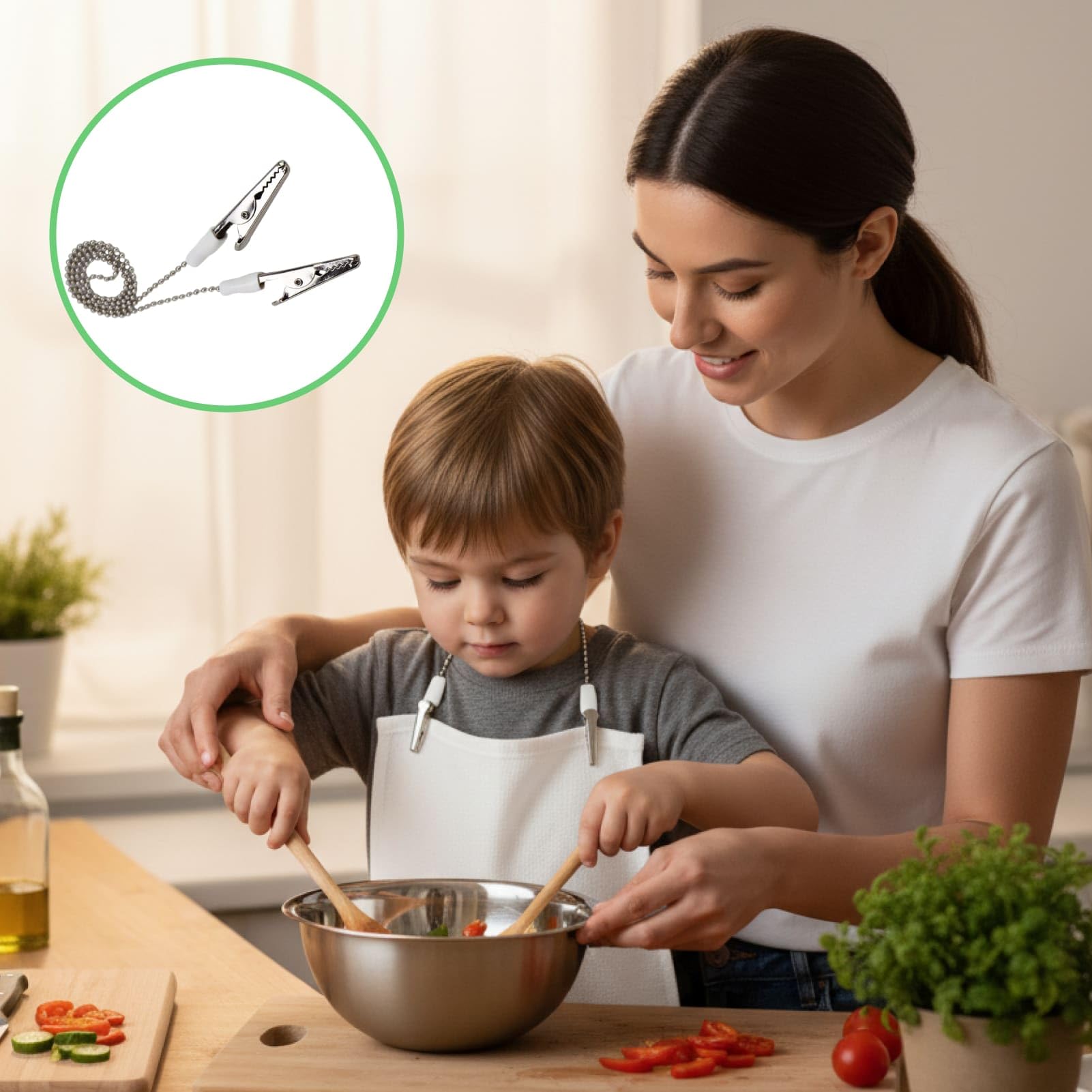 Healifty 3 Pezzi Dentale mollette per tovaglioli Bavaglino Catena portatovaglioli per Adulti Anziani Baby (Argento