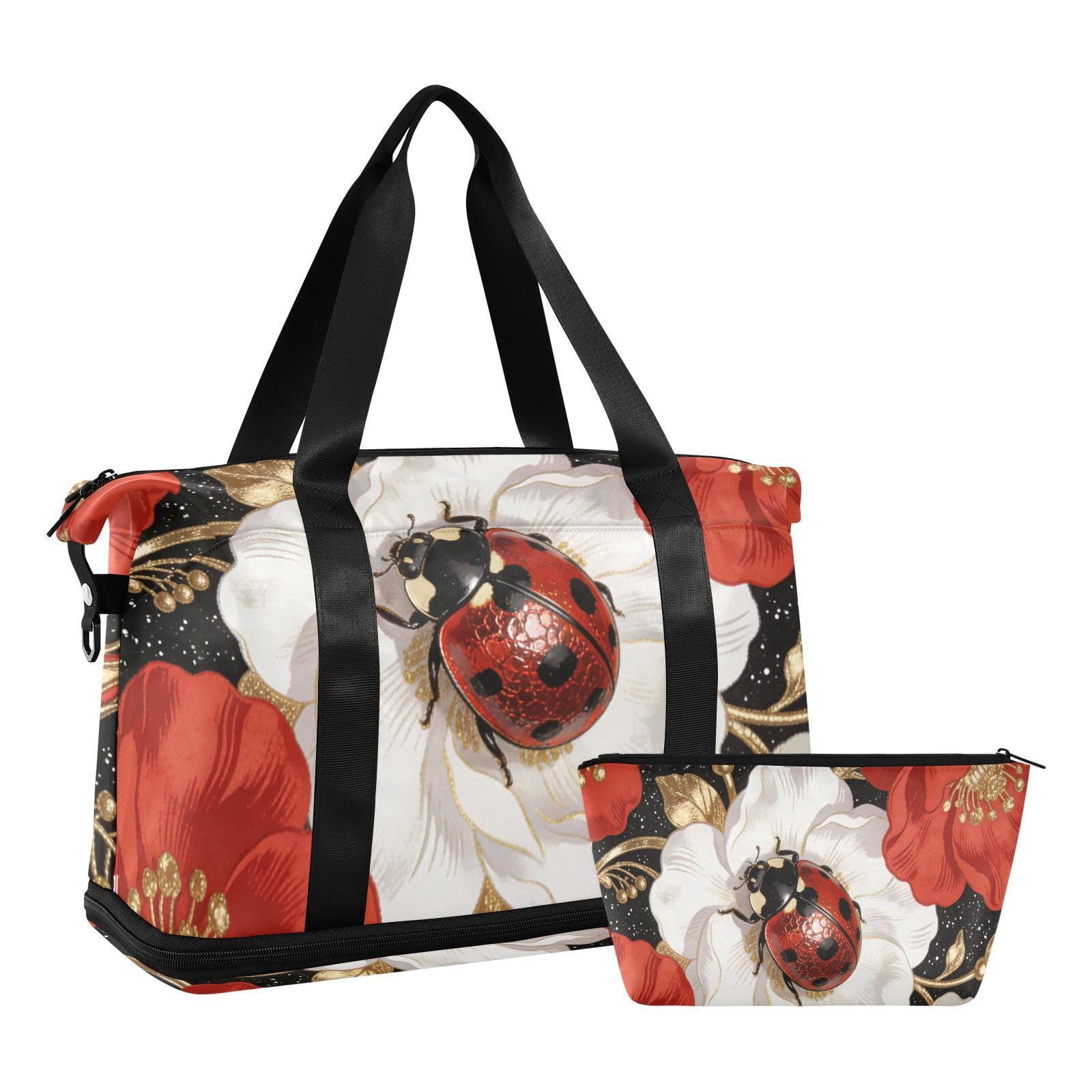 Lot de 2 grands sacs de transport rouges avec poche humide et sangle réglable pour la gym, le sport, pour homme et femme