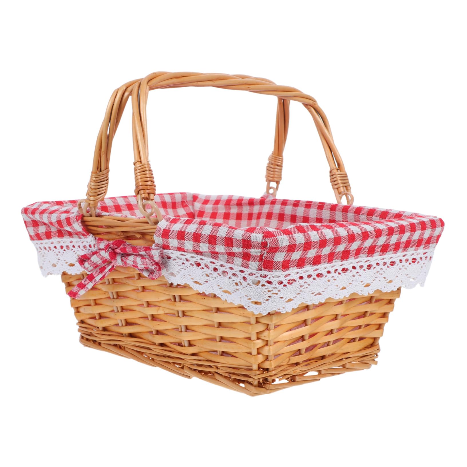 Homoyoyo Rectangular Wicker Fruit Basket with Liner Lightweight Willow Storage Tray for Bread and Snacks Easy Clean Kitchen Organizer for Pantry and Tabletop Use