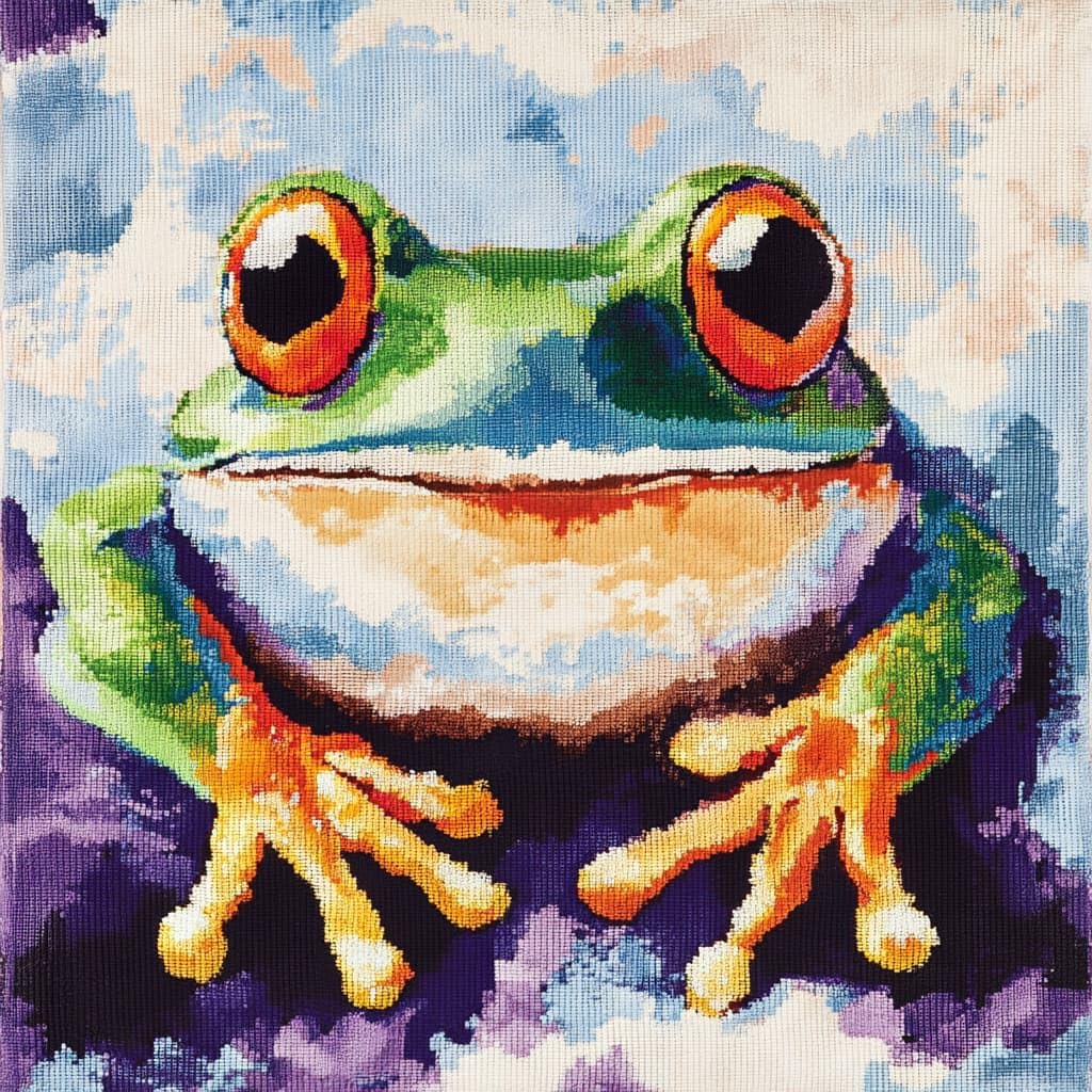 Taxpy Latch Hook Cushion Kits 17X17Inch, Animal Frog Latch Hook Pillow Case Kits Embroidery Kit, DIY Needlework Pillow Cover Cushion Rug Making Kit