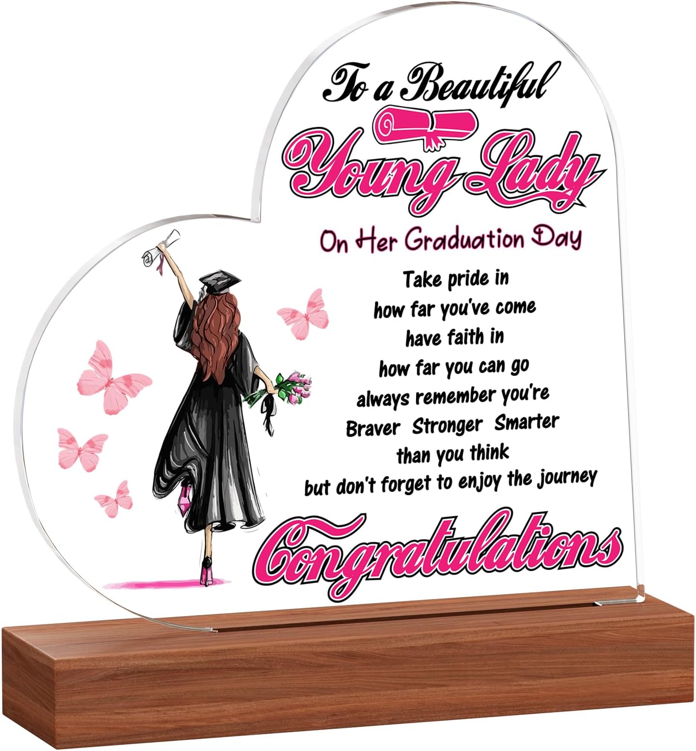 Graduation Gifts for Her/Girl, KAAYEE Heart Acrylic Plaque 2025, Graduation Gift for Granddaughter Daughter Friends Girls, Presents for University College and School