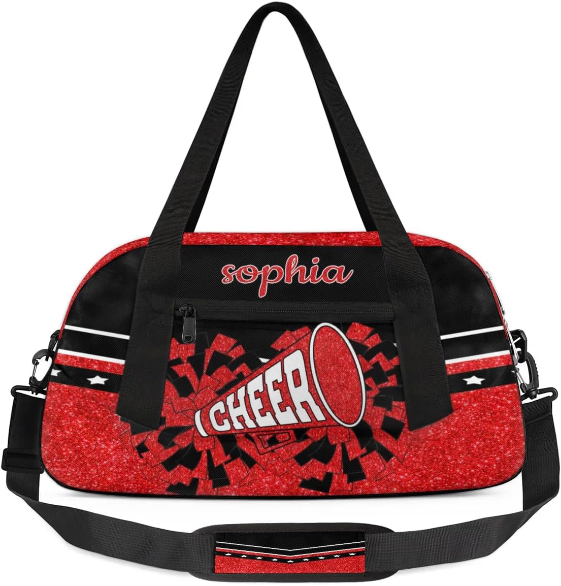 Personalized Name Cheer Bag Custom Sport Duffel Bag for Girls Cheerleader Bags Overnight Weekender Bags Carry On Travel Bag, Glitter Navy Blue