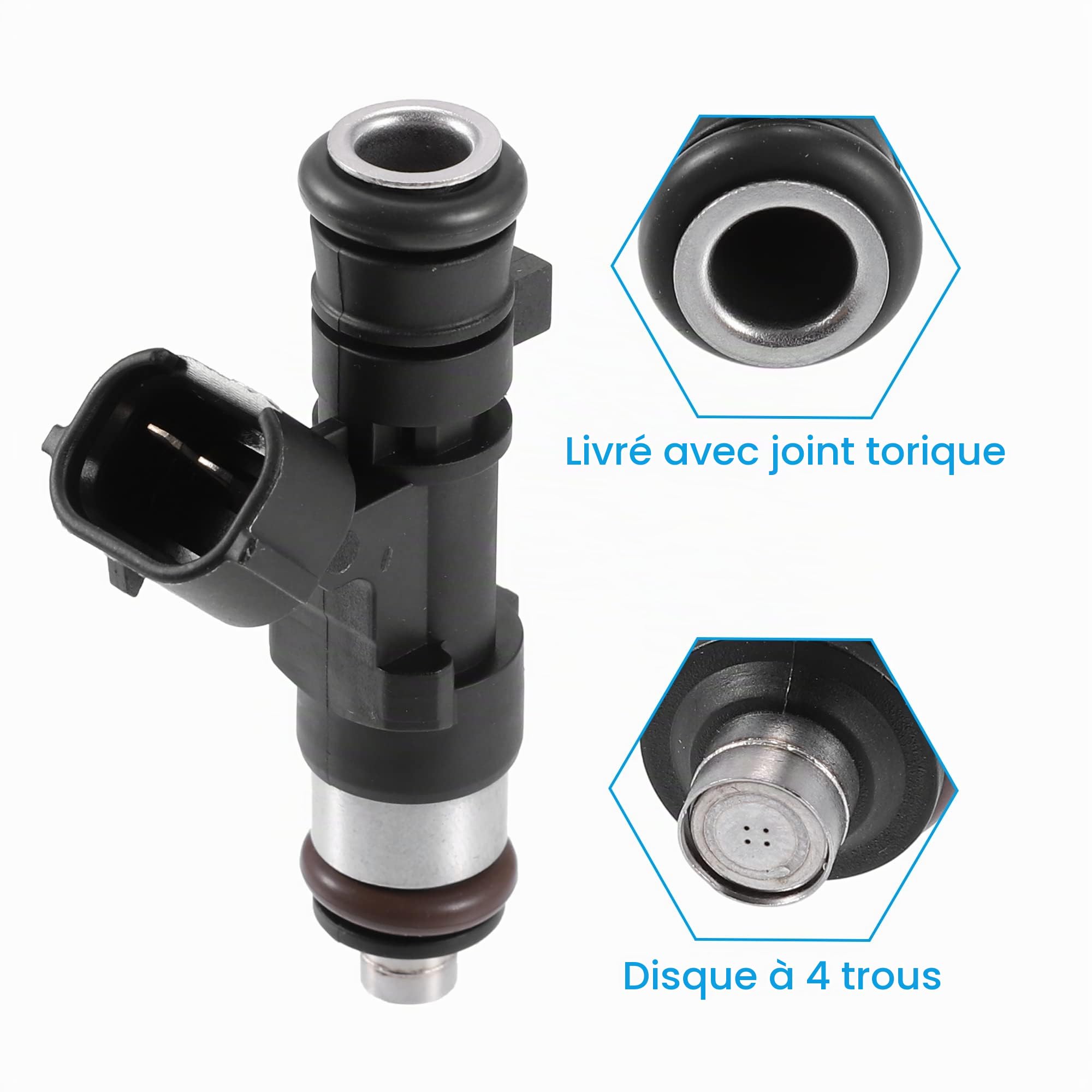 A ABSOPRO Injecteur De Carburant 4Pcs Pour Citroen C4 1.6L 04-11 | 67X37X19mm,12V,OE0280158057,1984F7,9649526780,Pour Citroen C2,C3,C4,Xsara Picasso,Pour Peugeot 1007,206,207,307,308,Partner