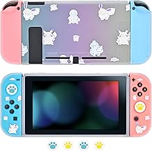DLseego Compatible Switch Case, Dockable Switch Protection Case Soft Transparent Case in Gradient Colour with 4 Thumb Grip Caps, Turtle Poke