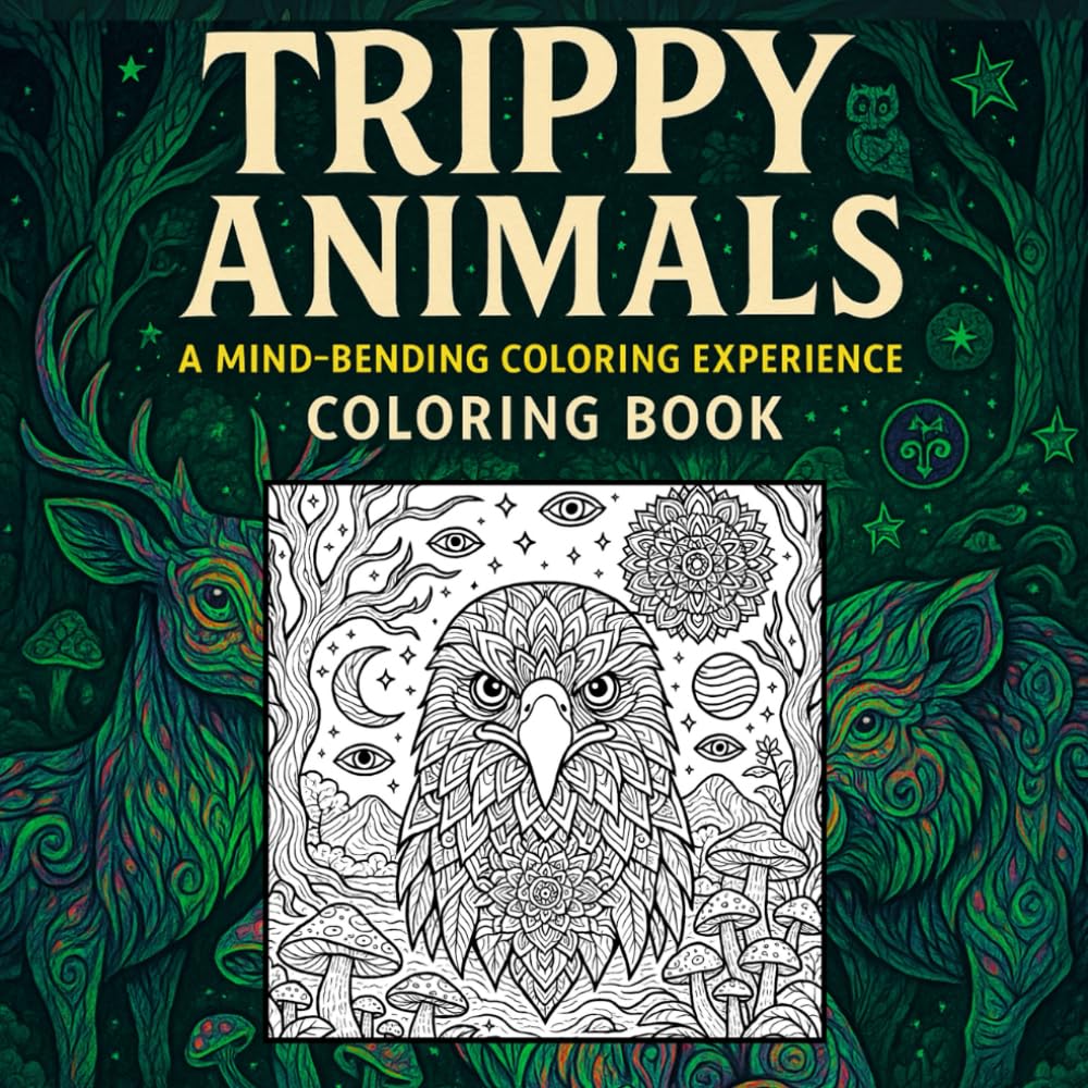Psychedelic Animal Kingdom: A Trippy Coloring Book for Adults with Wild Animals, Optical Illusions & Surreal Patterns for Stress Relief and Creativity