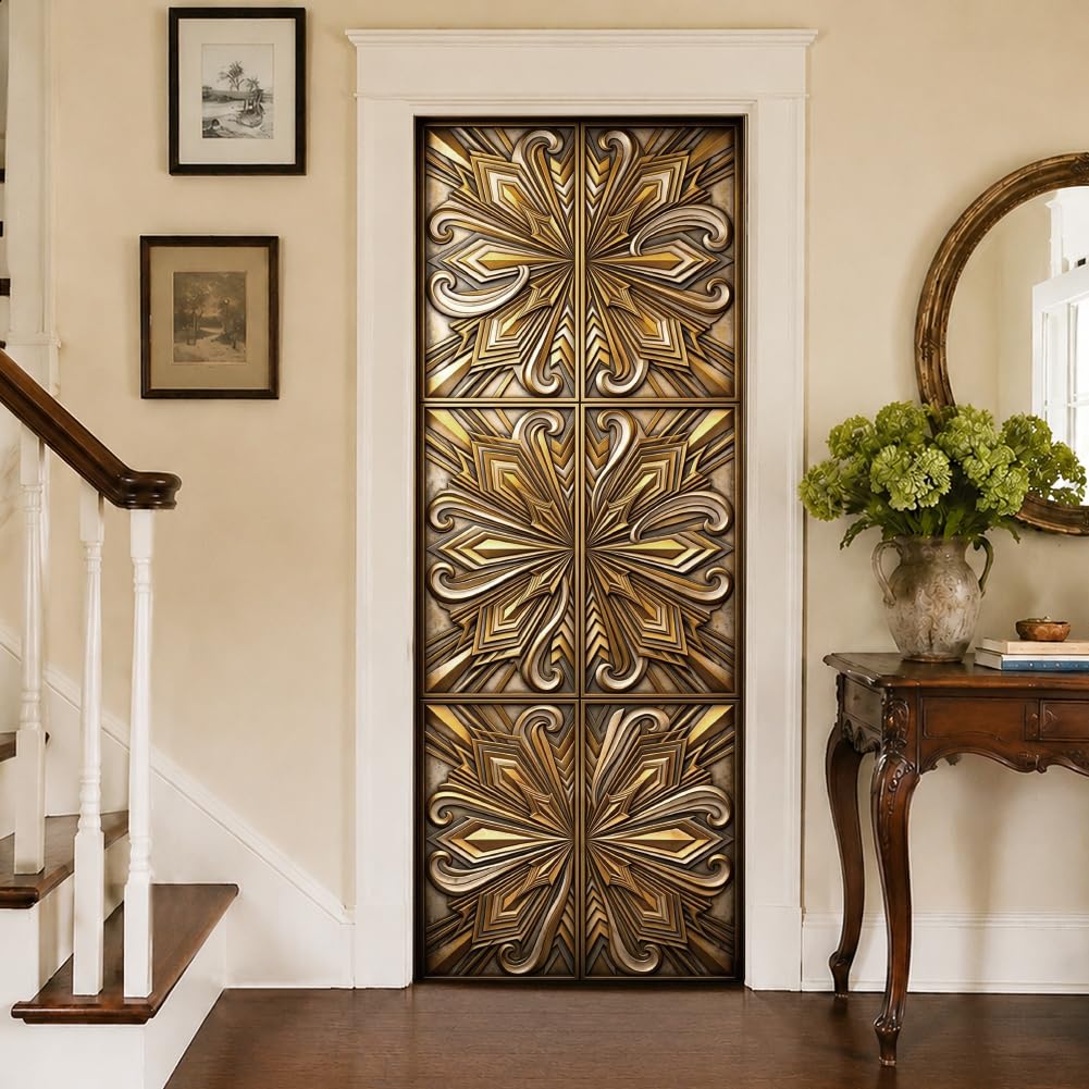 arricraft 2 Pcs Self-Adhesive Door Sticker, Abstract Art Door