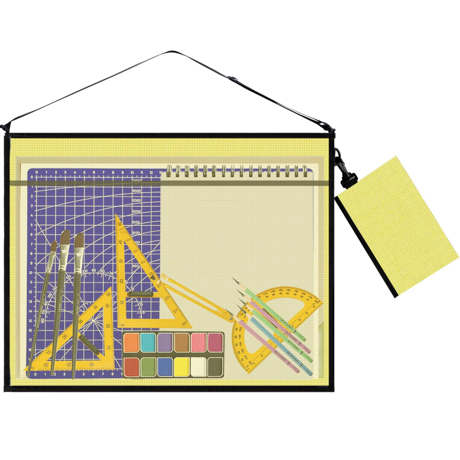 A2 Art Portfolio Bag, Waterproof Plastic Wallets Poster Organizer Portfolio Case for Back to School Supplies, Artworks, Drawing Pads Supplies, Charts and Teaching 19" x 25"(Yellow)