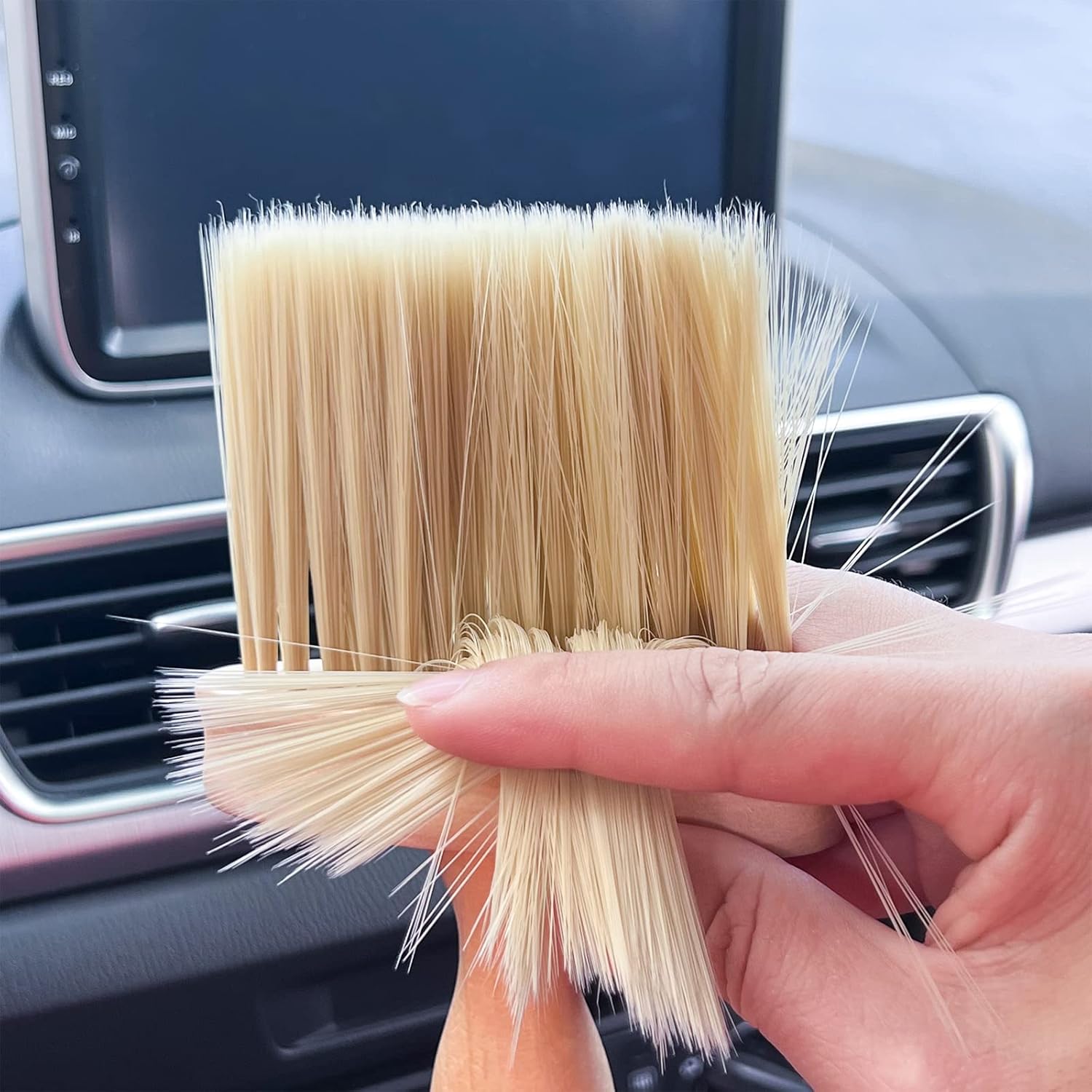 High Density Ultra Soft Detail Brush,Car Auto Interior Cleaning Brushes Duster,Wooden Handle Bristles Detailing Brush Dusting Tool for Automotive Dashboard,Air Conditioner Vents, Leather,Deep Cleaning Keyboard (1 pack) : Automotive