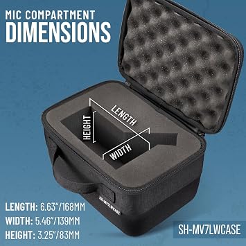 Shure by Gator Pro Lite Series Microphone Case with Form Fitted Interior for MV7 Series Mics; (SH-MV7LWCASE)