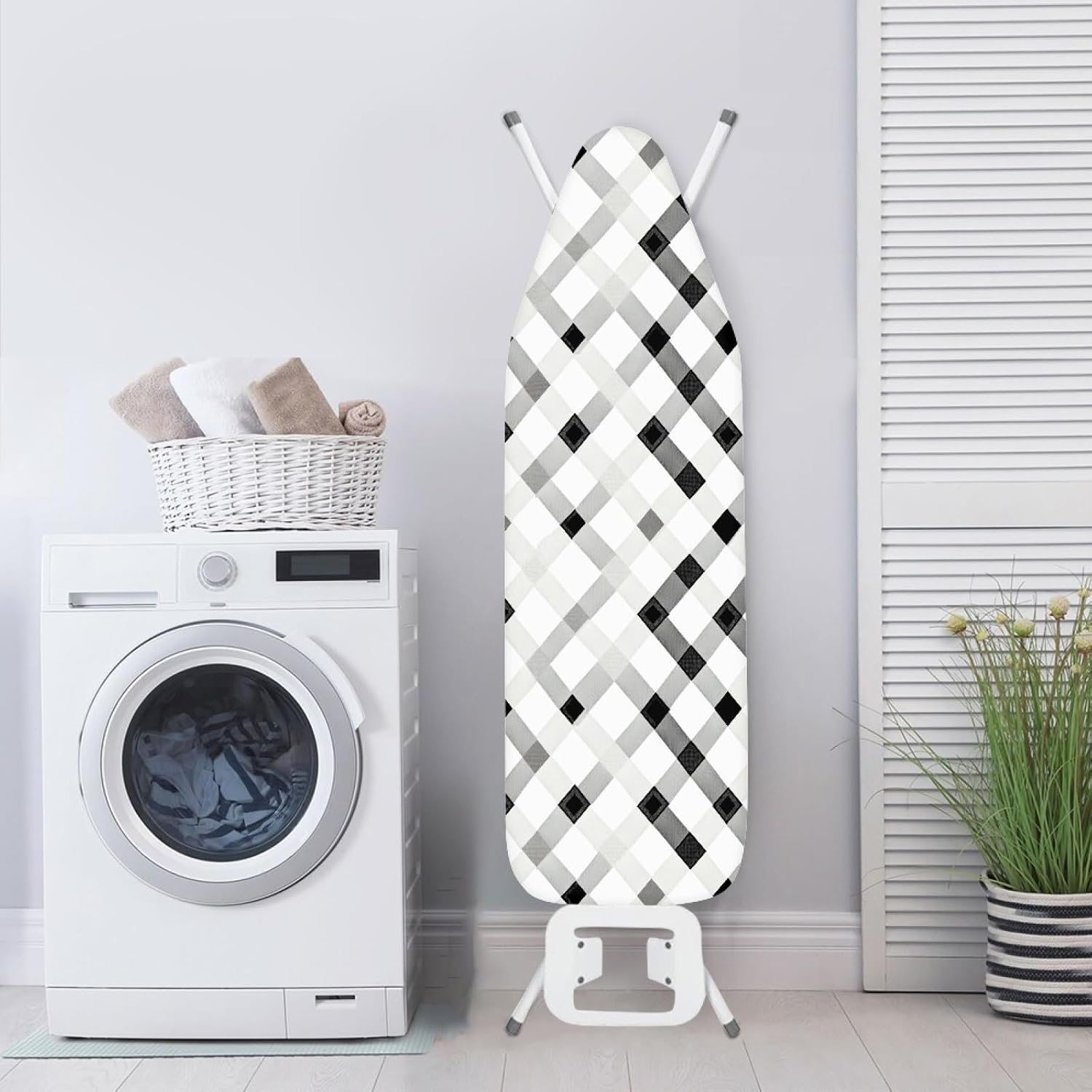 Ironing Board Cover 14x48 Square Gray Iron Board Cover with Padding Heat Reflective,Scorch Resistant Thick Padding,Snug Fit Non-Slip Nose Pocket Fastener Straps Elastic Edges